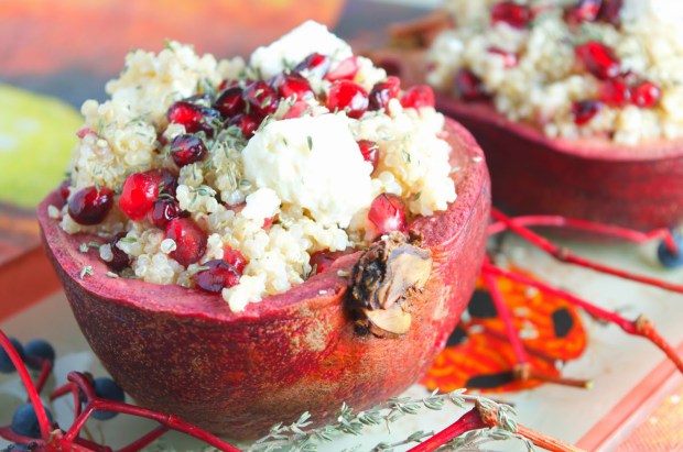 Stuffed Pomegranate with Quinoa & Feta Cheese Salad