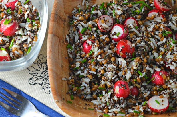 Black Quinoa, Farro & Rice Salad with Radishes
