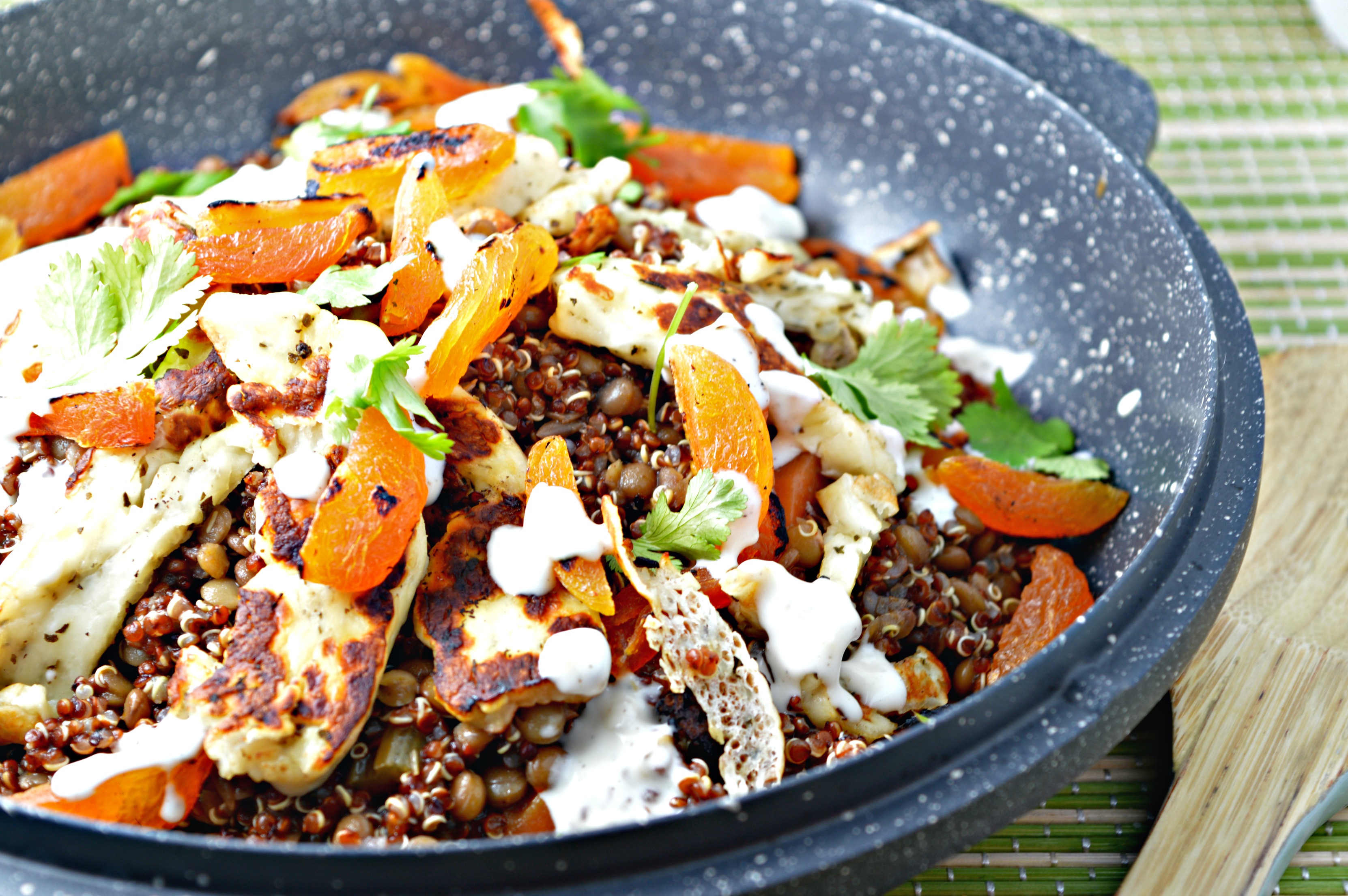 Warm Lentil & Grilled Halloumi Cheese Salad