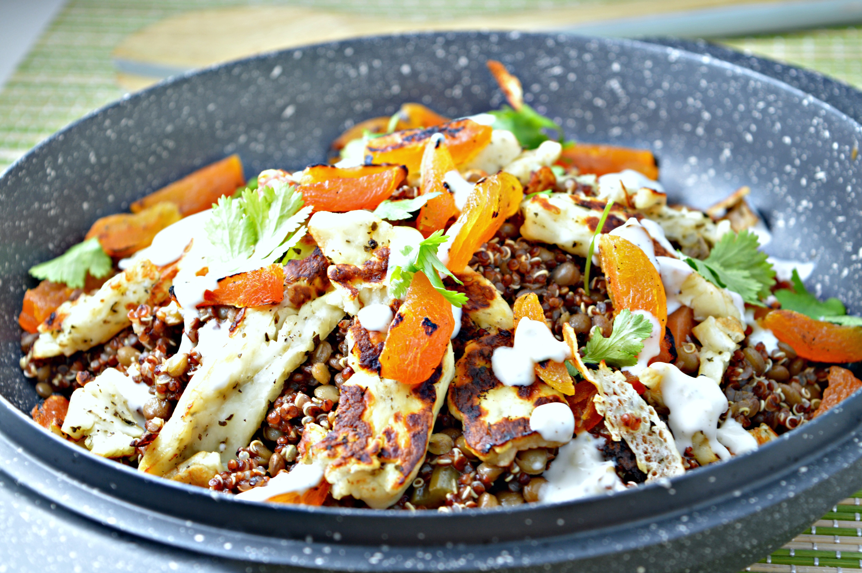 Warm Lentil & Grilled Halloumi Cheese Salad
