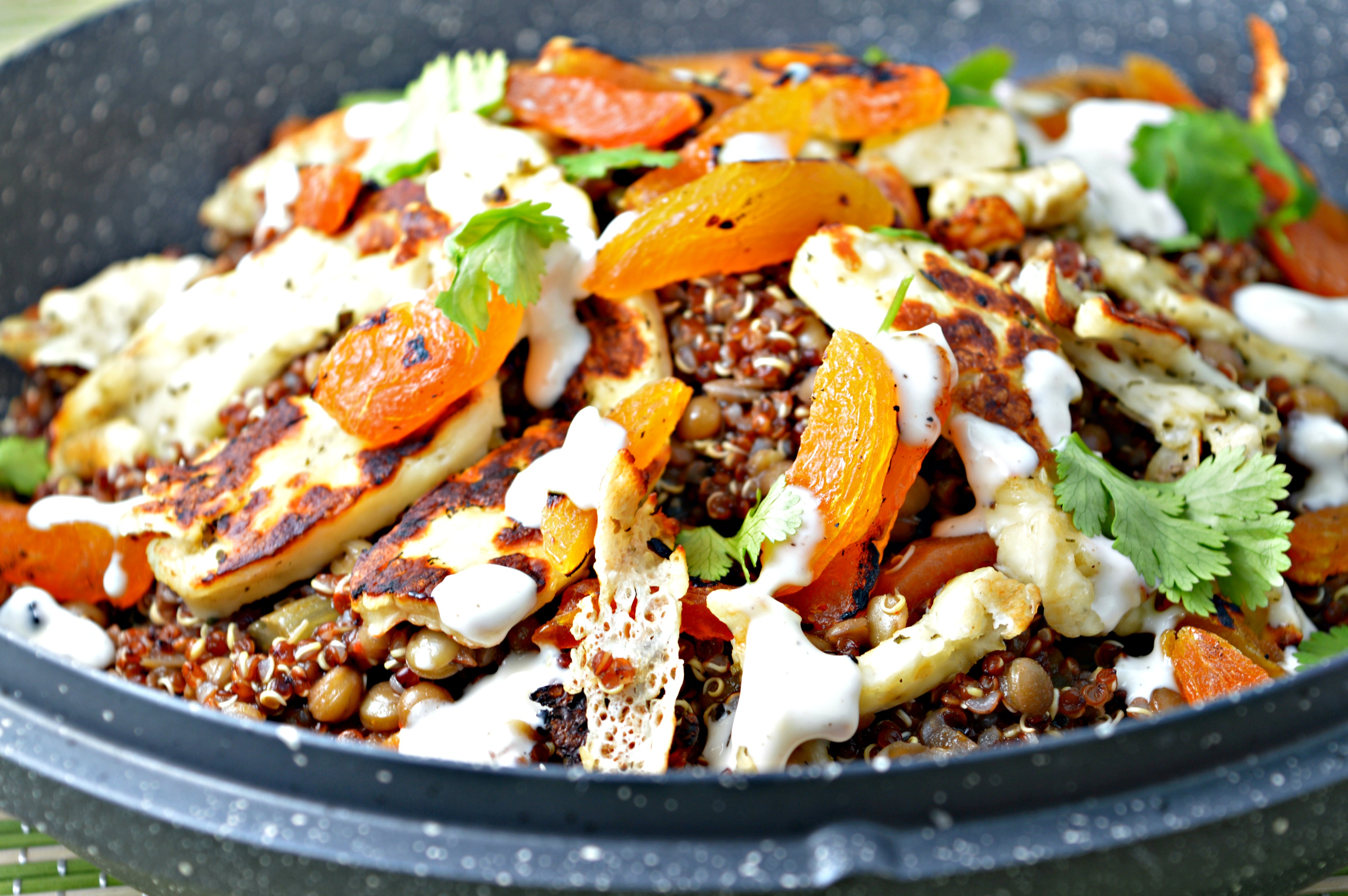 Warm Lentil & Grilled Halloumi Cheese Salad