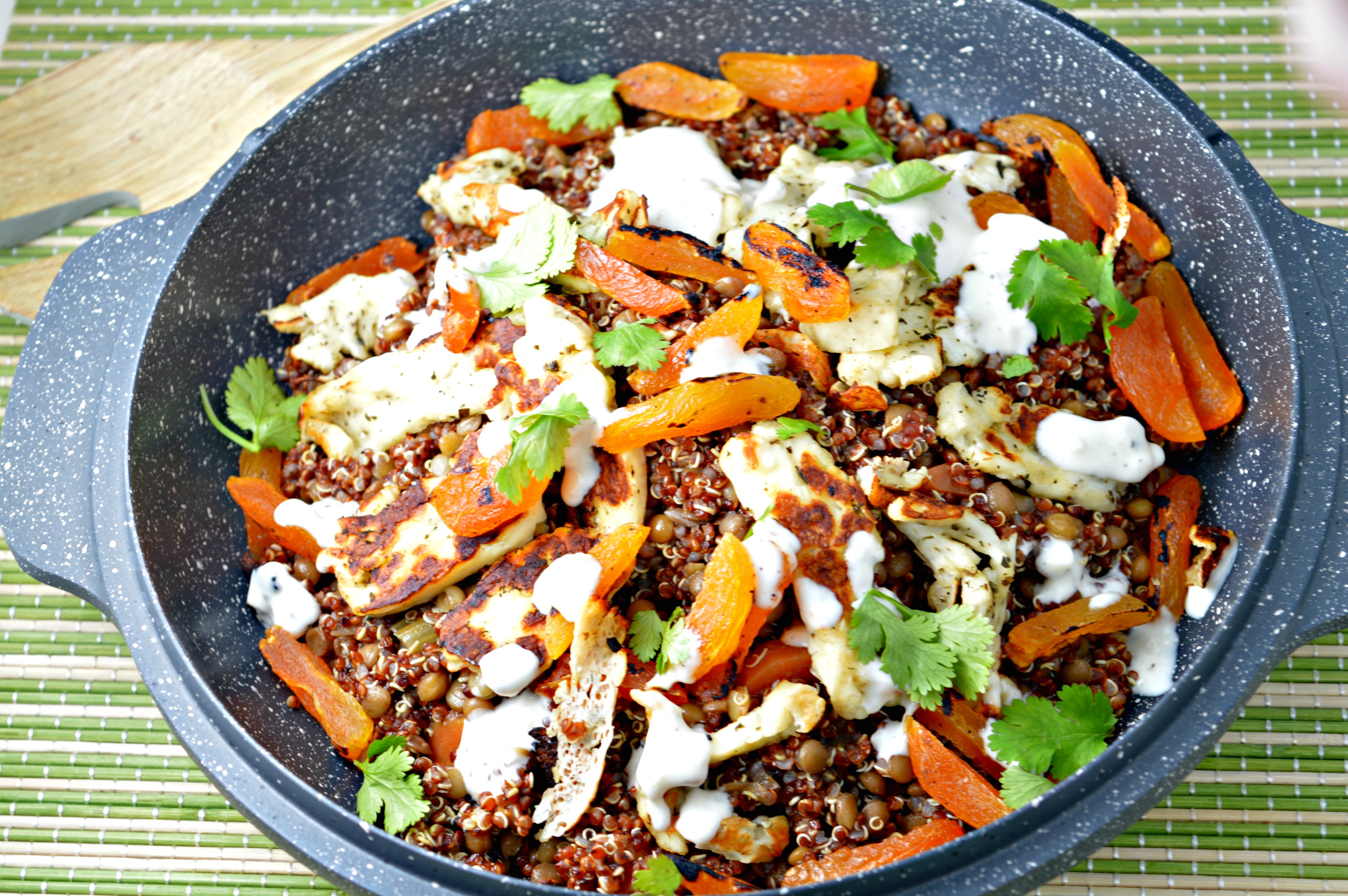Warm Lentil & Grilled Halloumi Cheese Salad