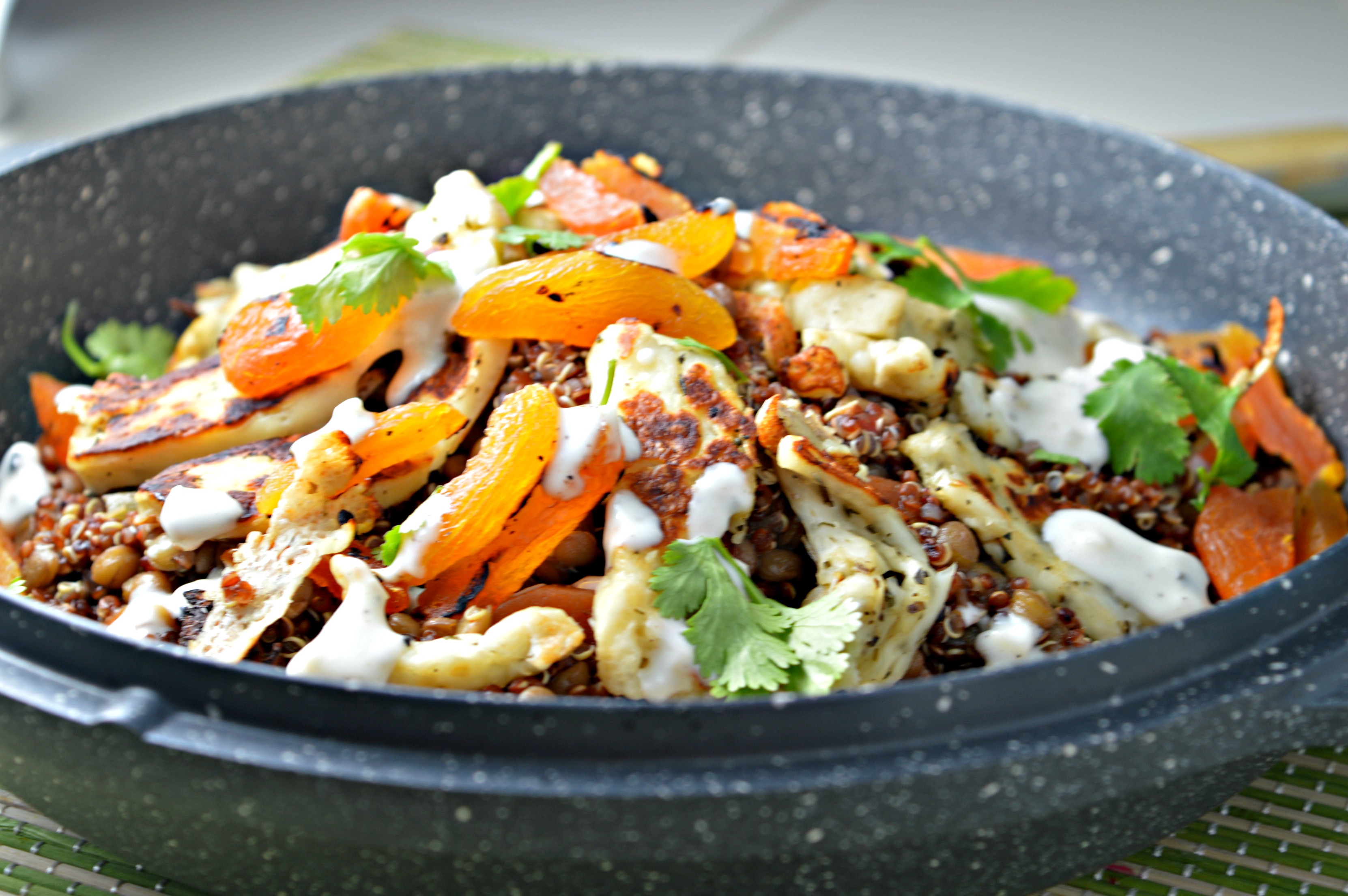 Warm Lentil & Grilled Halloumi Cheese Salad