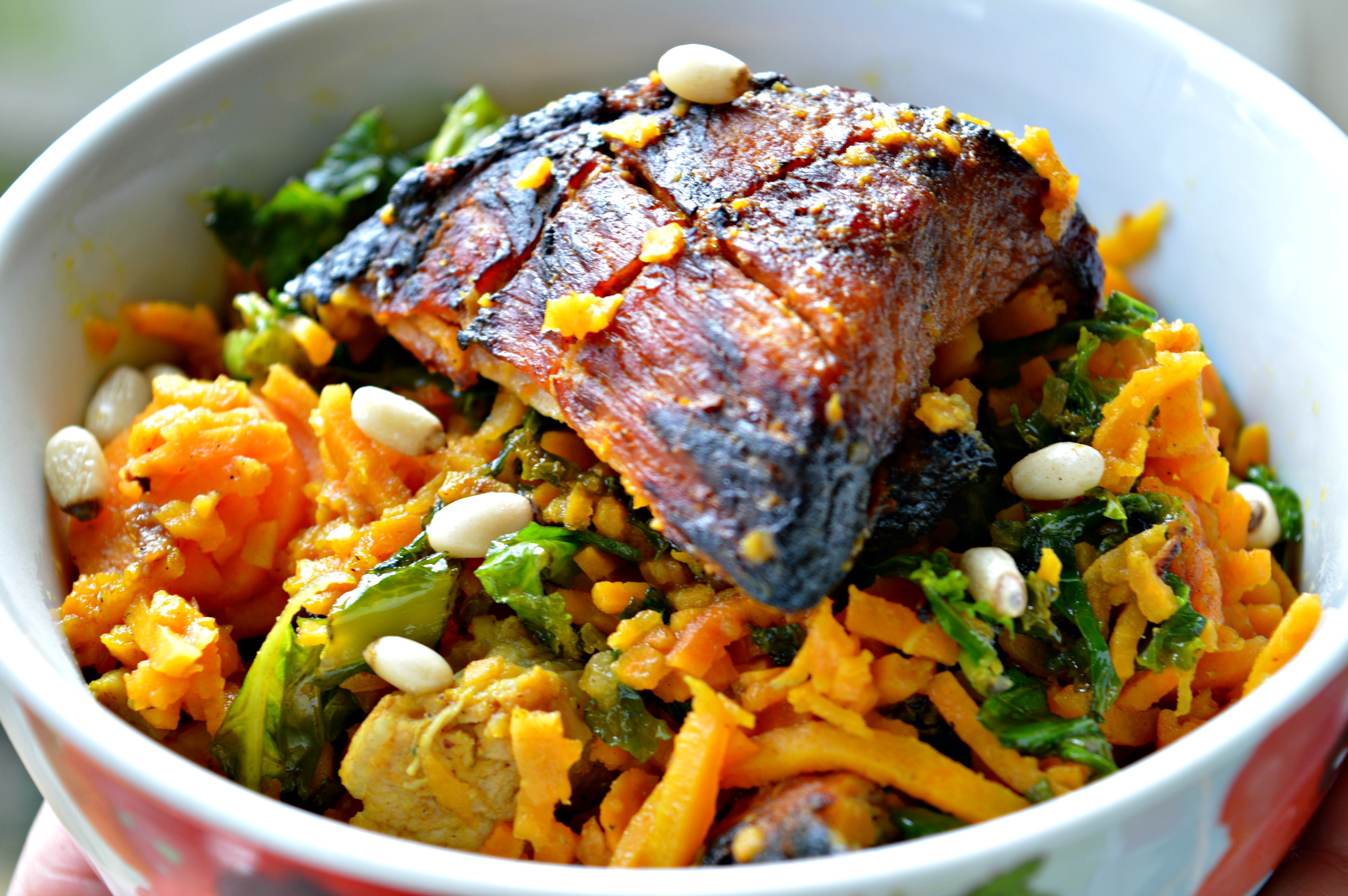 Sweet Potato Noodles with Kale & Pork