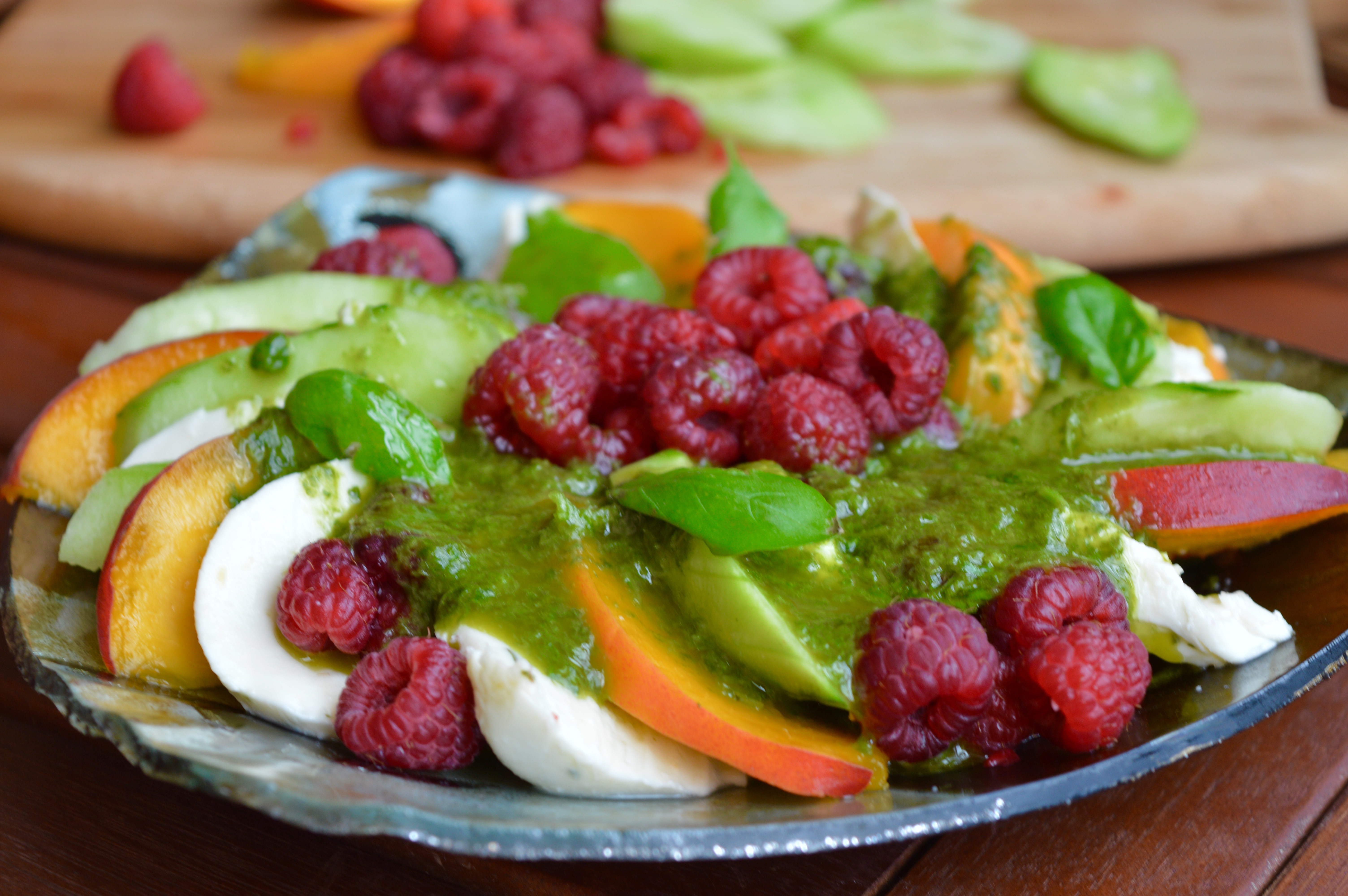 MM: Raspberry & Peach Salad