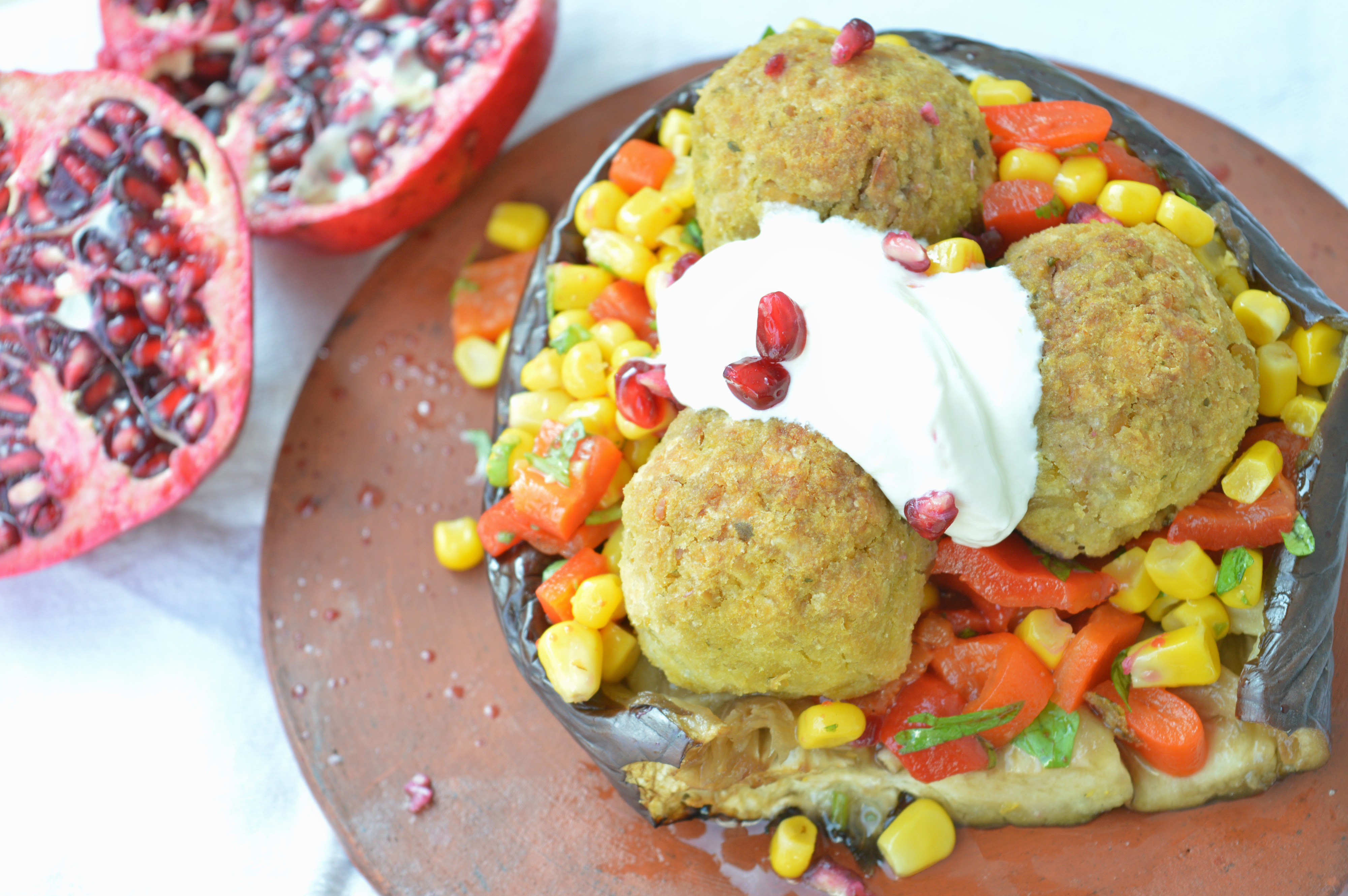 Falafel Stuffed Eggplant