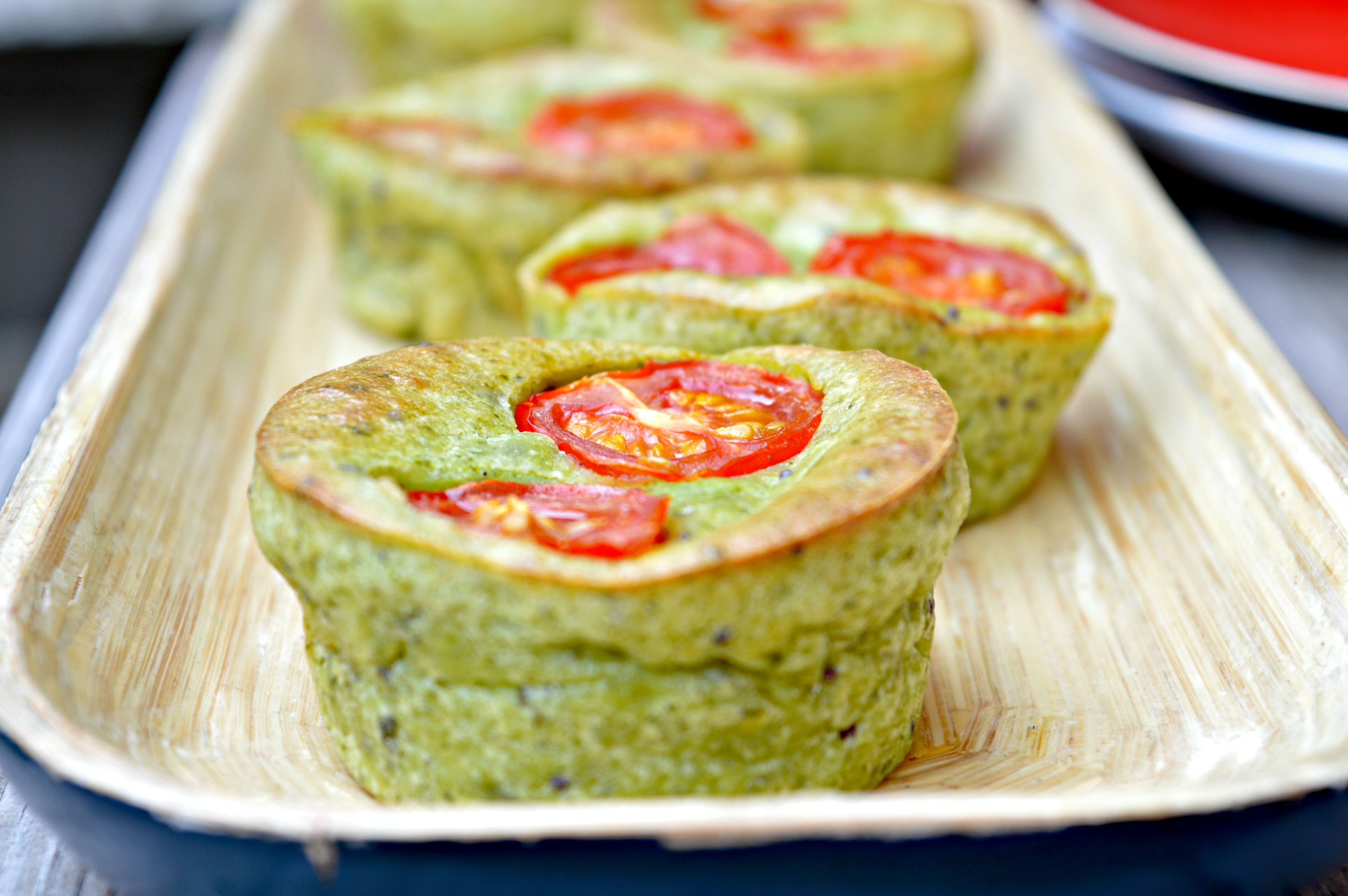 Cherry Tomato & Cream Cheese Spinach Muffins