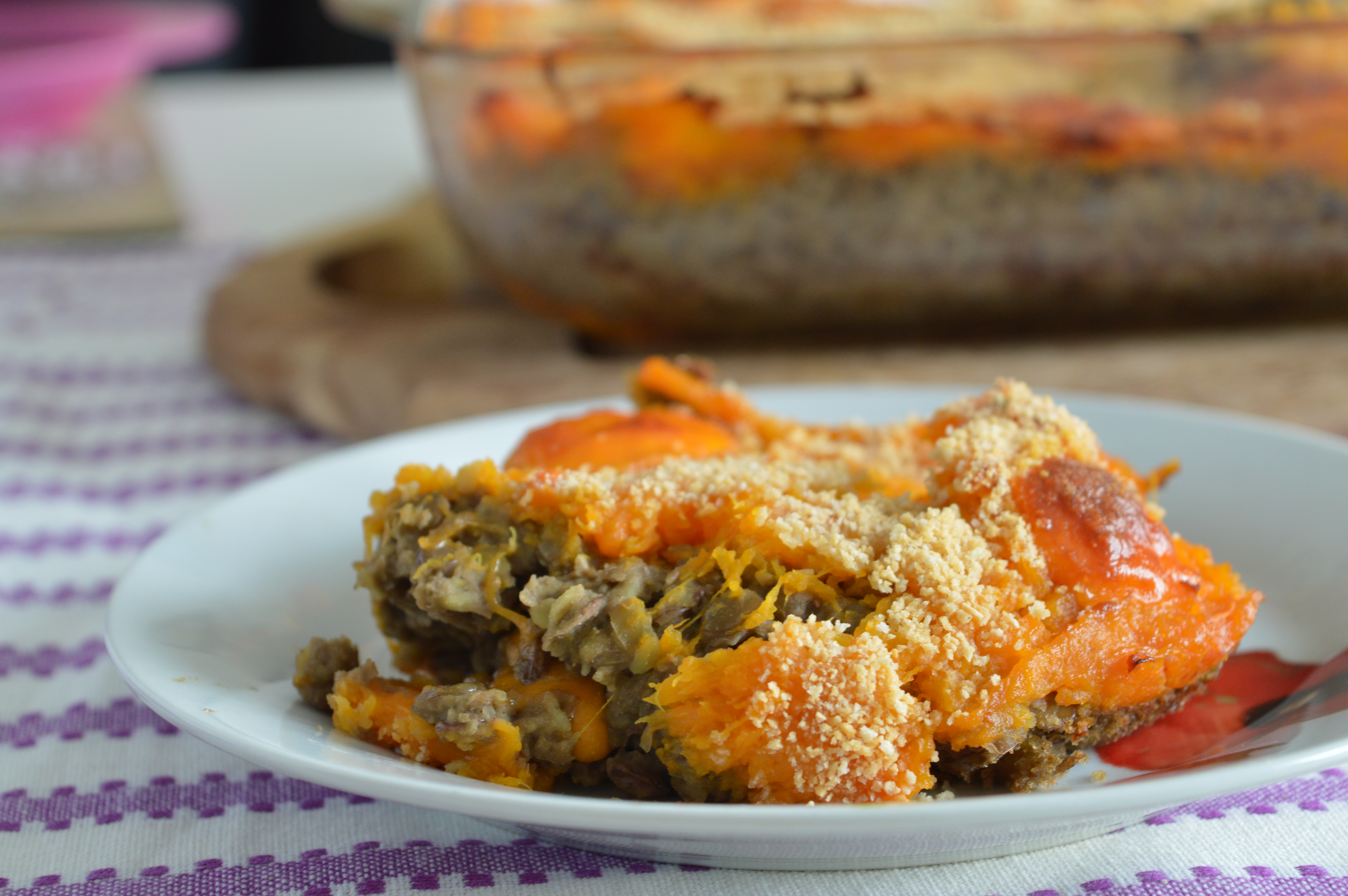 Pumpkin & Lentils Cheesy Bake