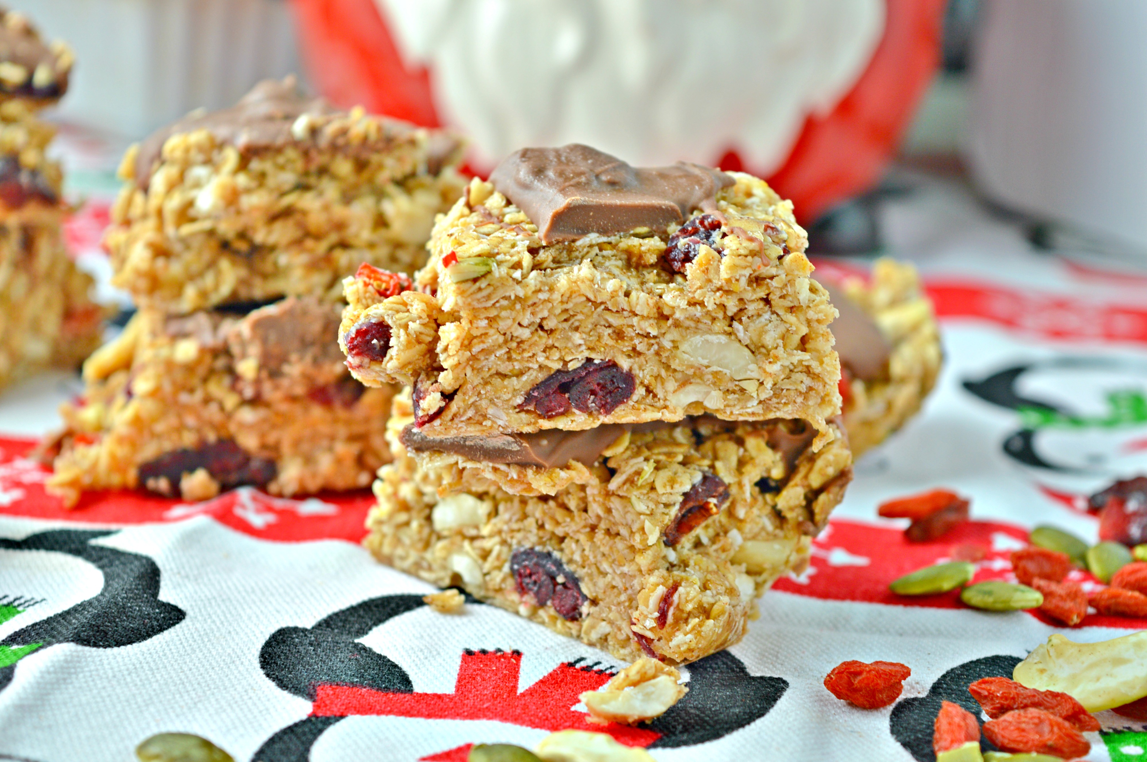 Milk Chocolate Flapjack with Goji Berry, Cranberries & Seeds