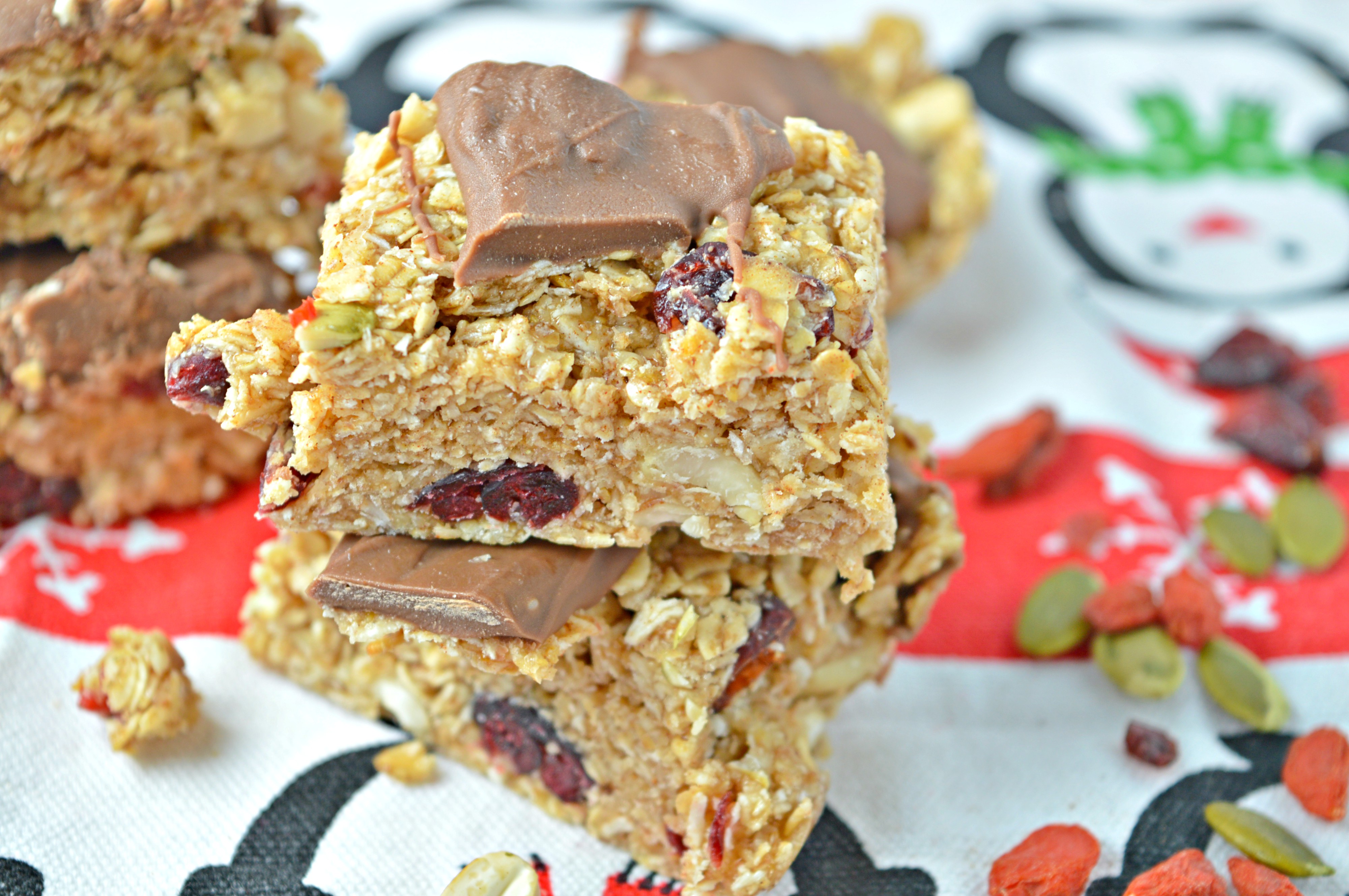 Milk Chocolate Flapjack with Goji Berry, Cranberries & Seeds