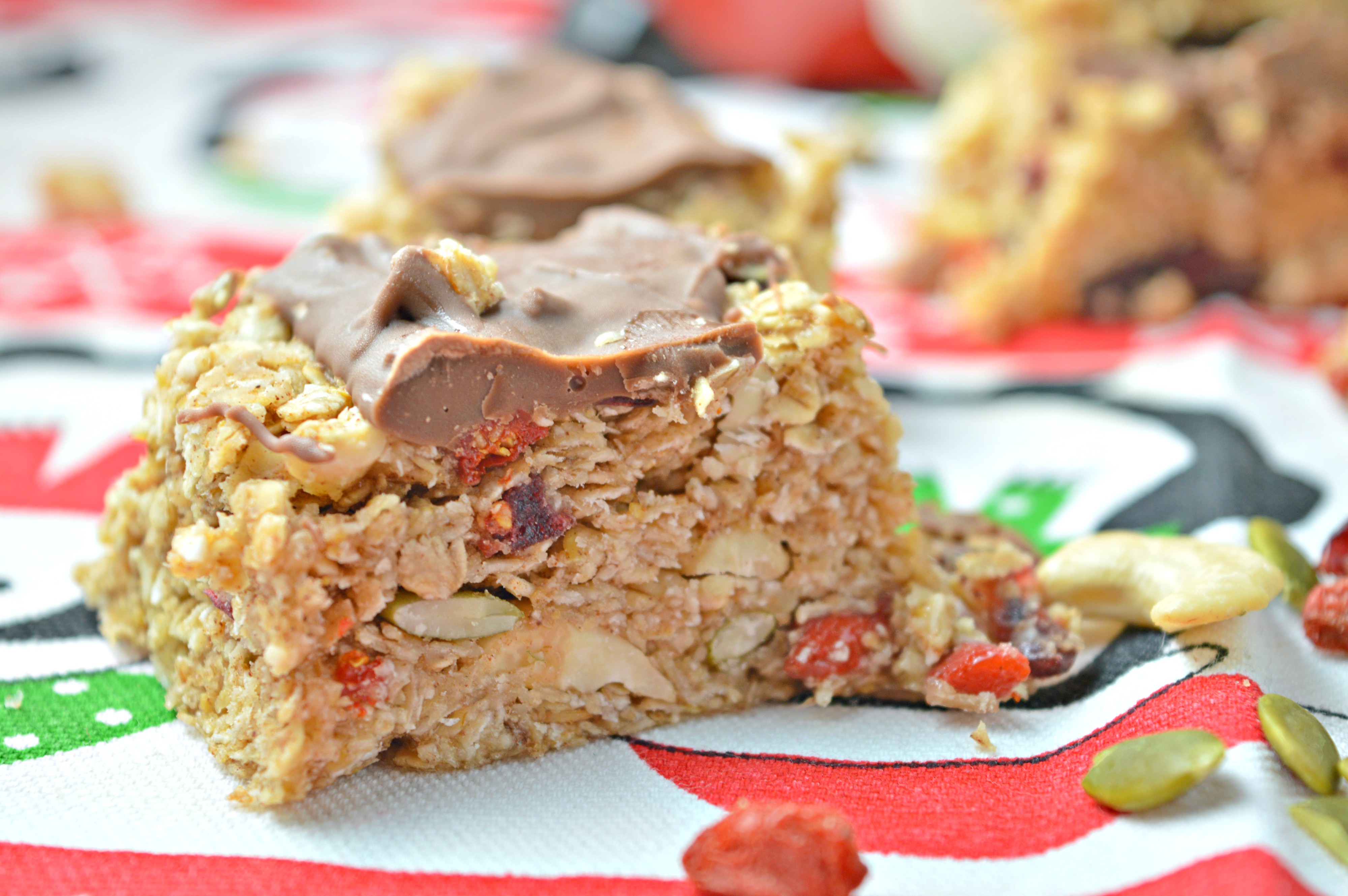 Milk Chocolate Flapjack with Goji Berry, Cranberries & Seeds