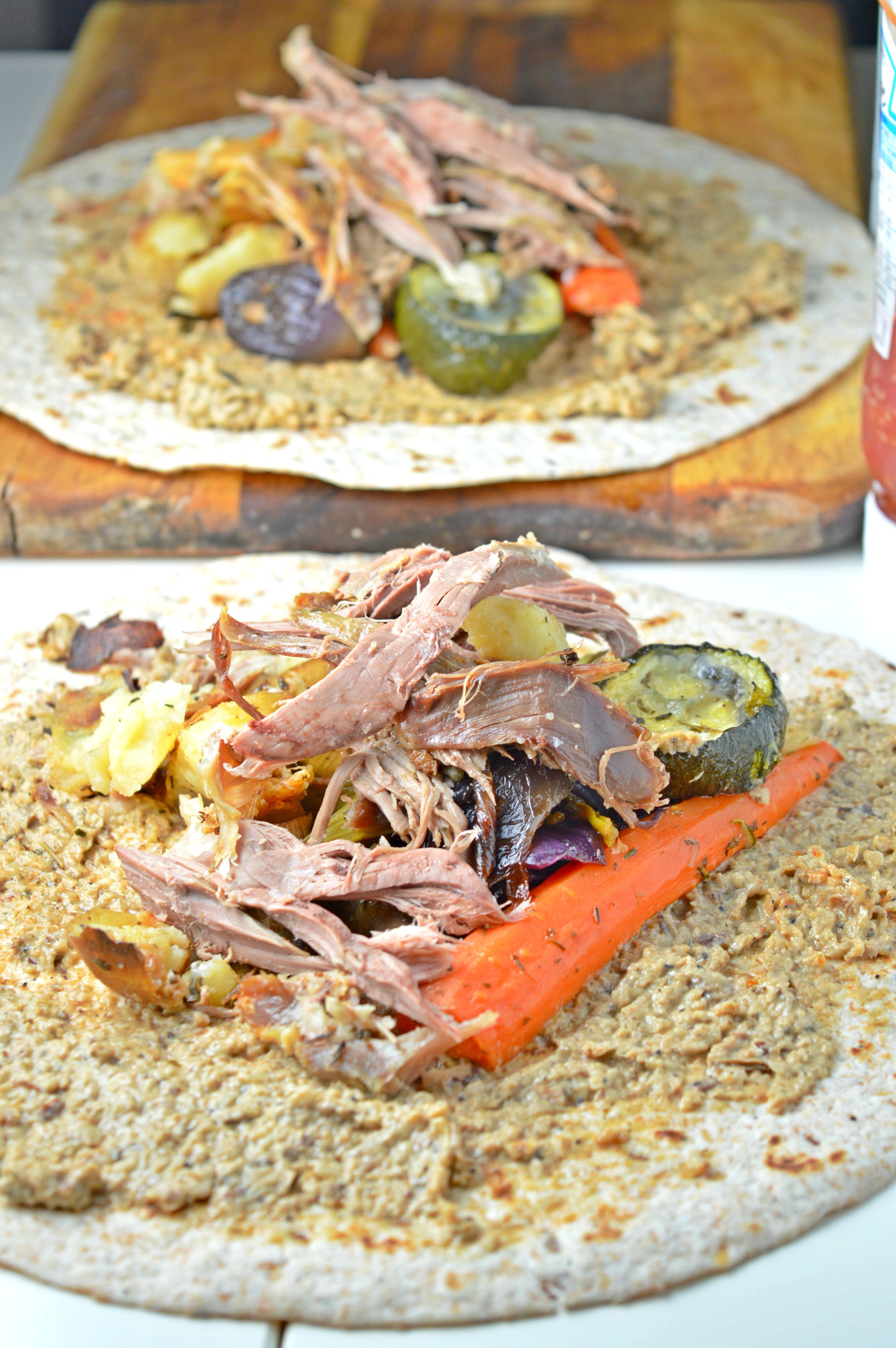 Leftover Lamb & Roasted Vegetables Wraps