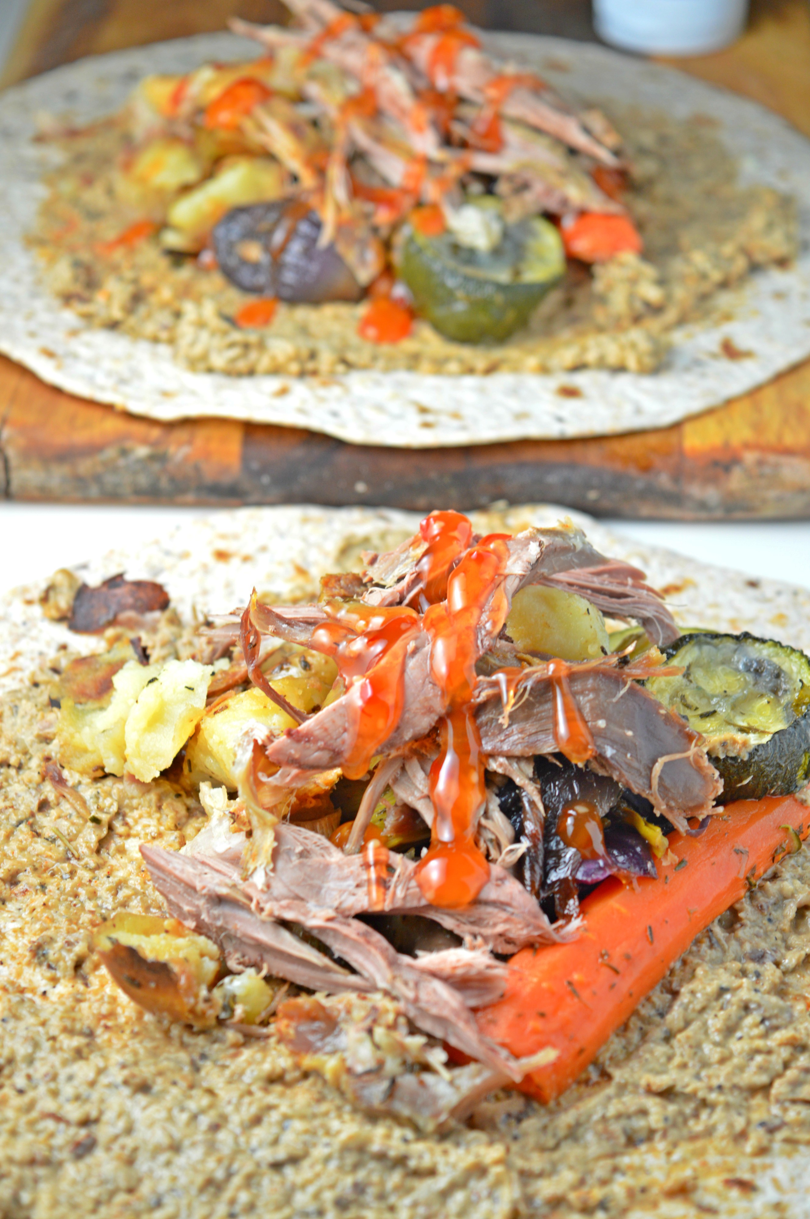 Leftover Lamb & Roasted Vegetables Wraps