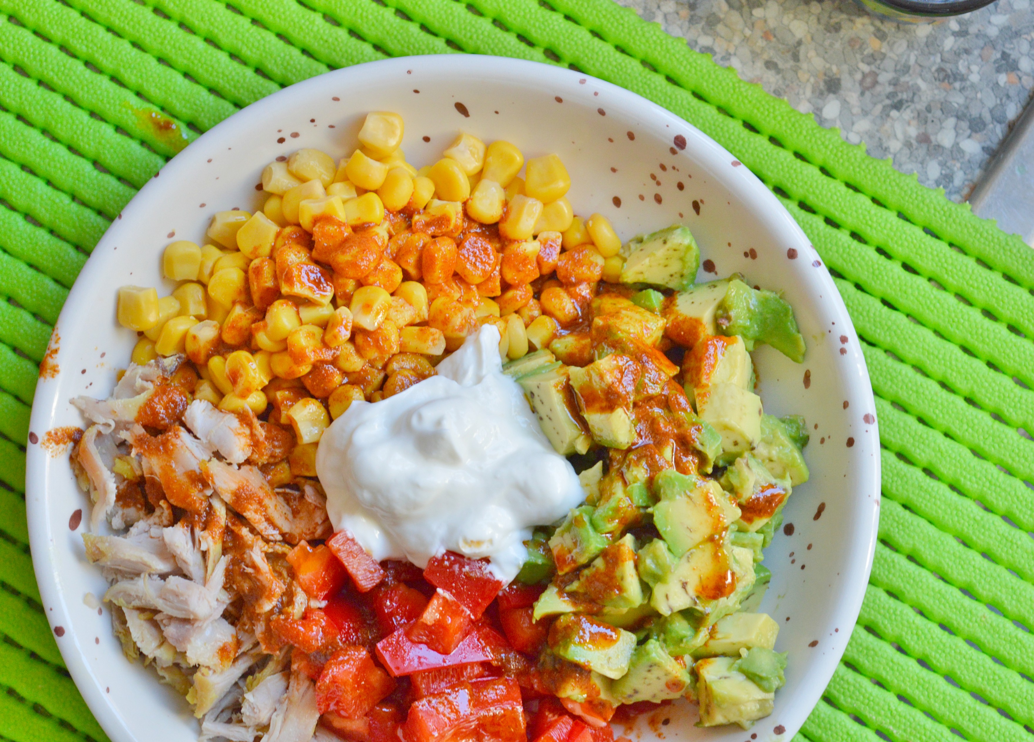 Chicken Salad Bowl with Spicy Harissa Dressing