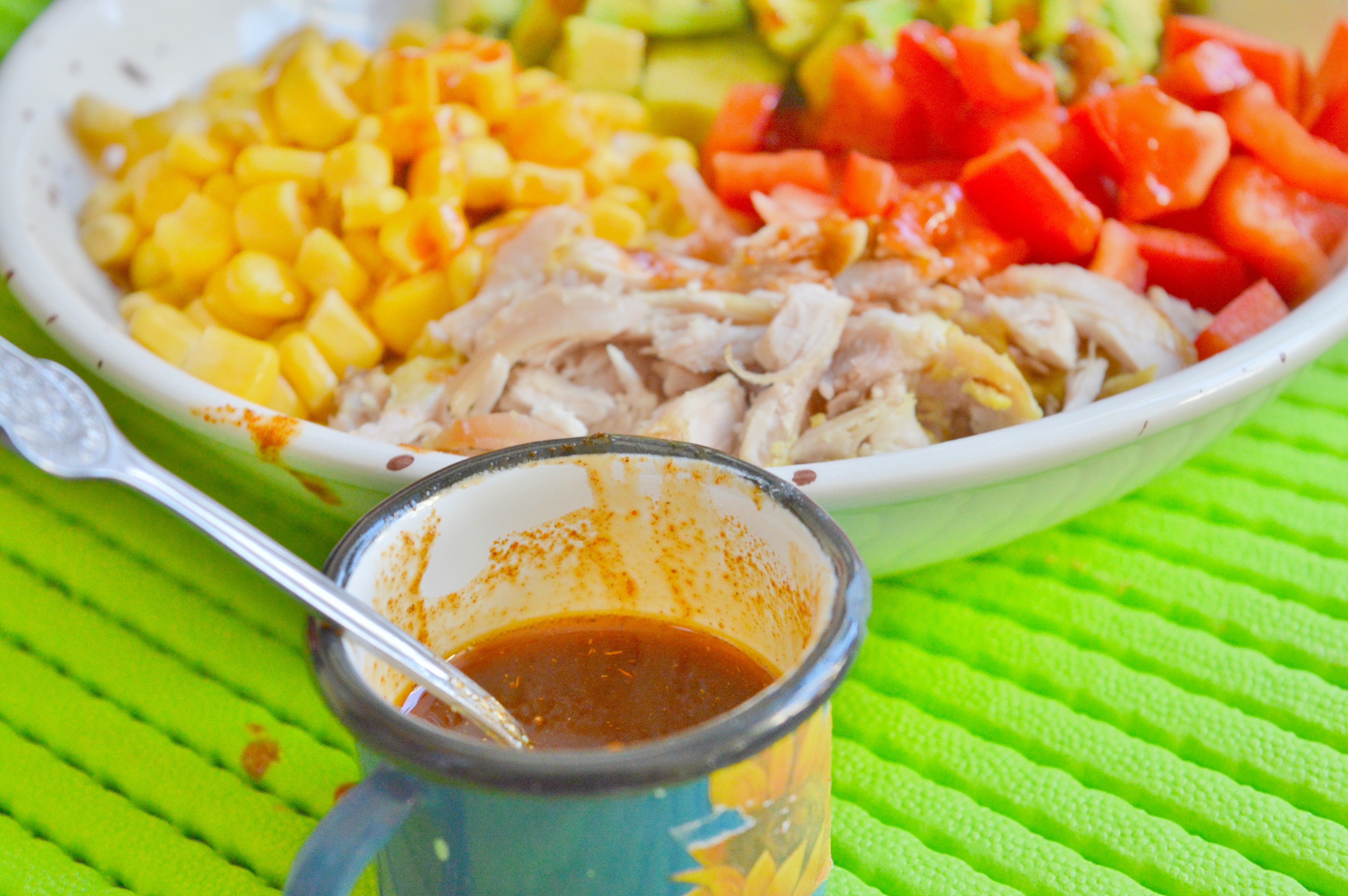 Chicken Salad Bowl with Spicy Harissa Dressing