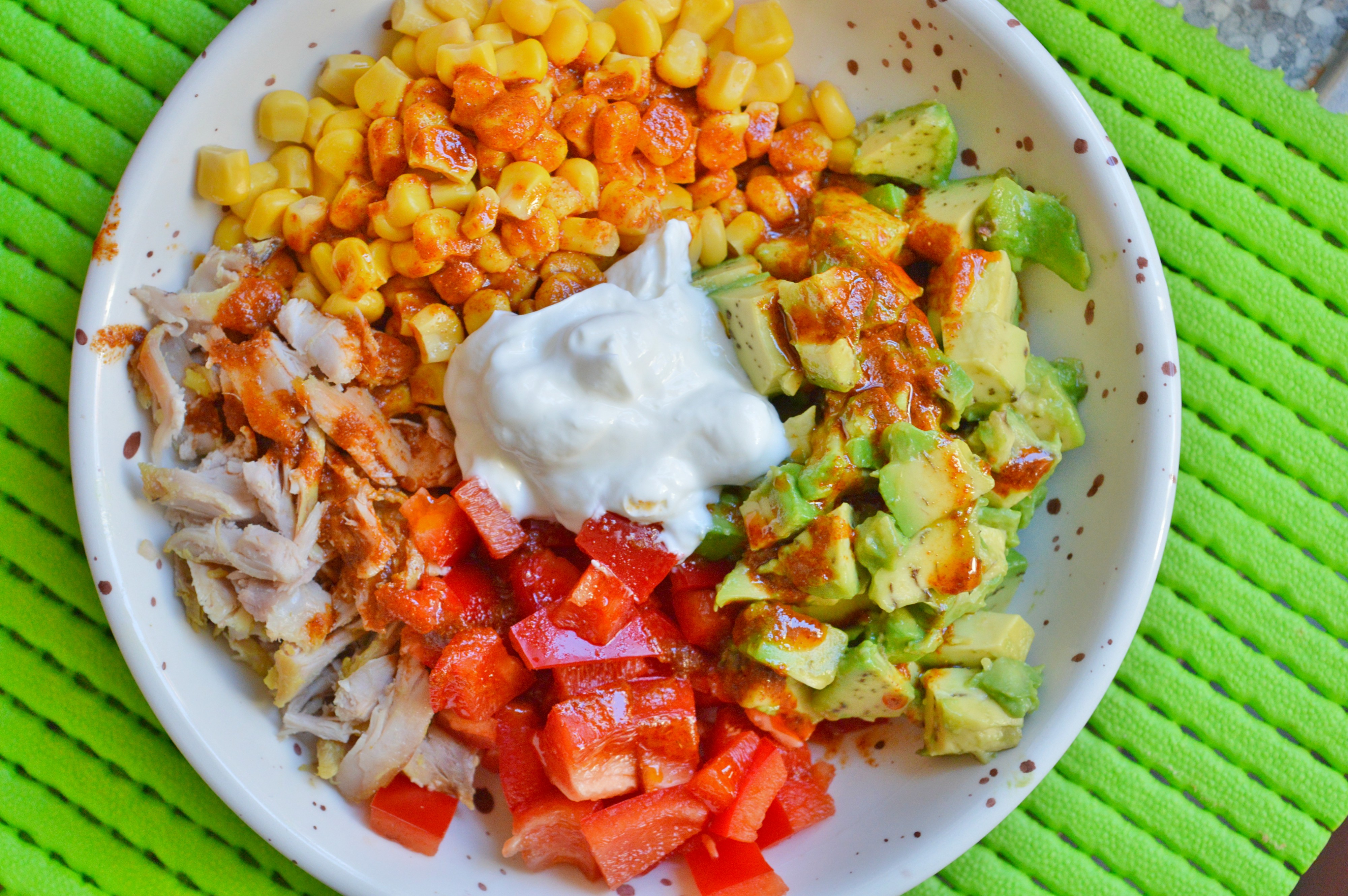 Chicken Salad Bowl with Spicy Harissa Dressing