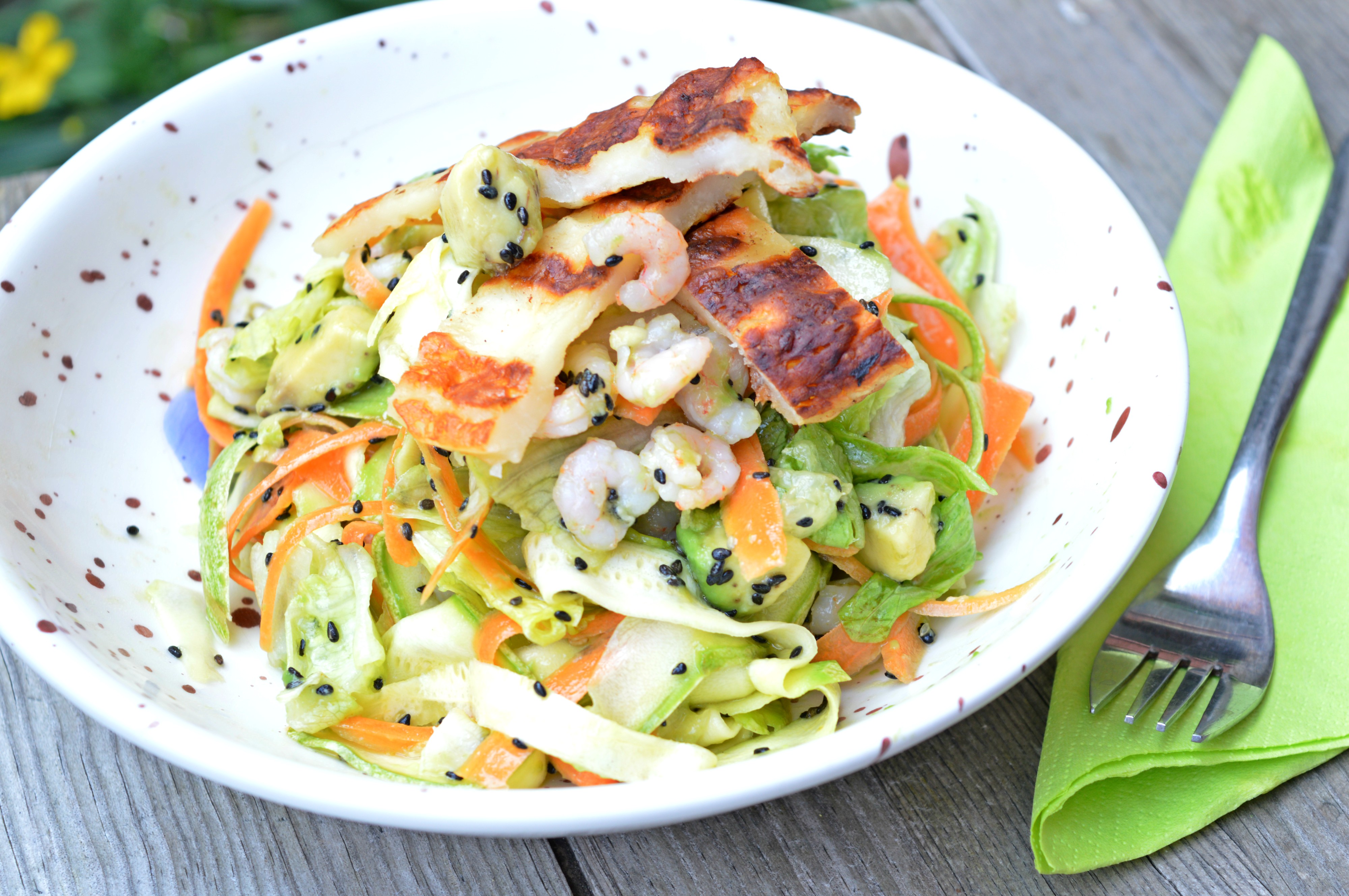 Grilled Halloumi & Shrimp Salad