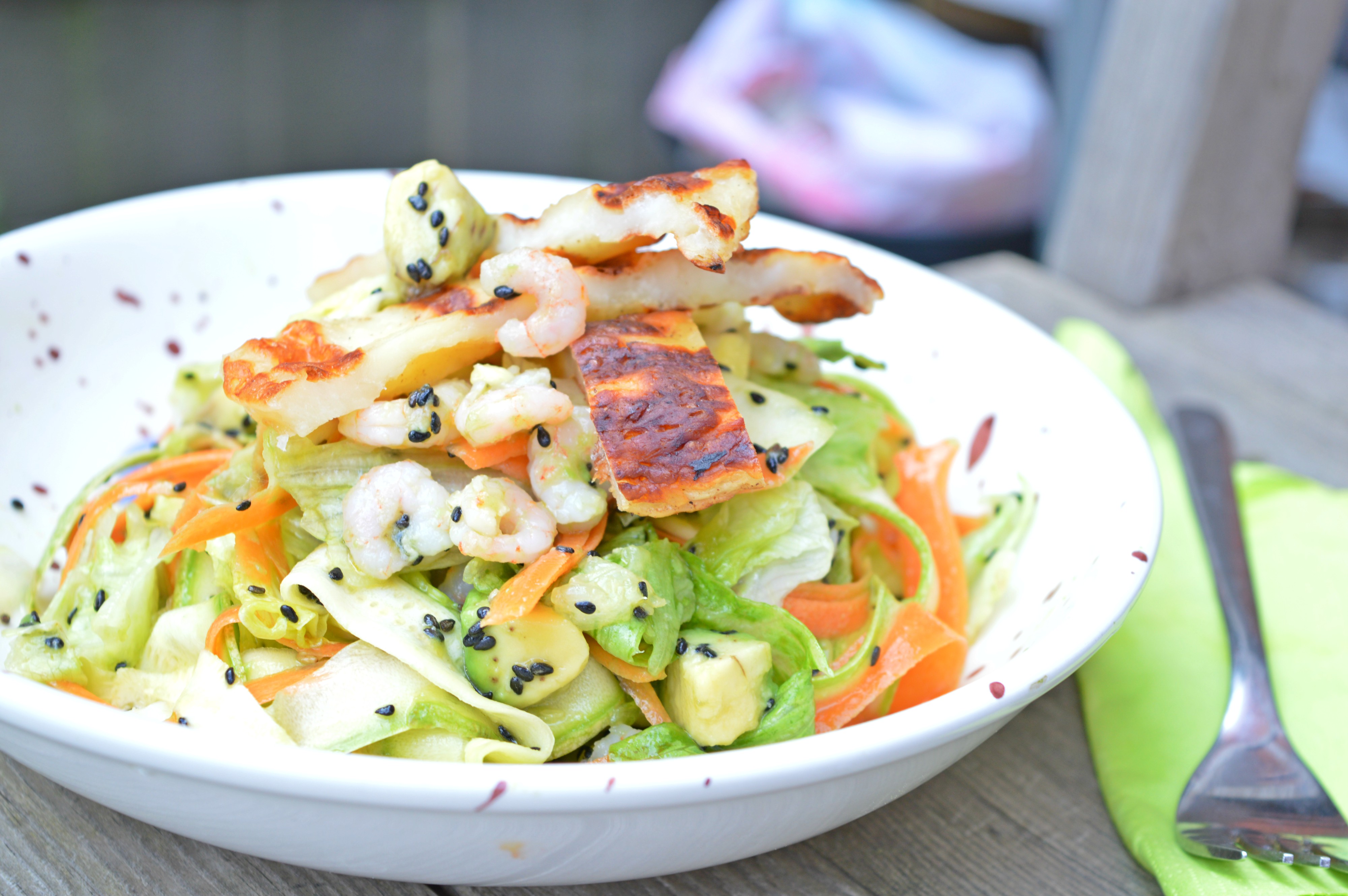 Grilled Halloumi & Shrimp Salad