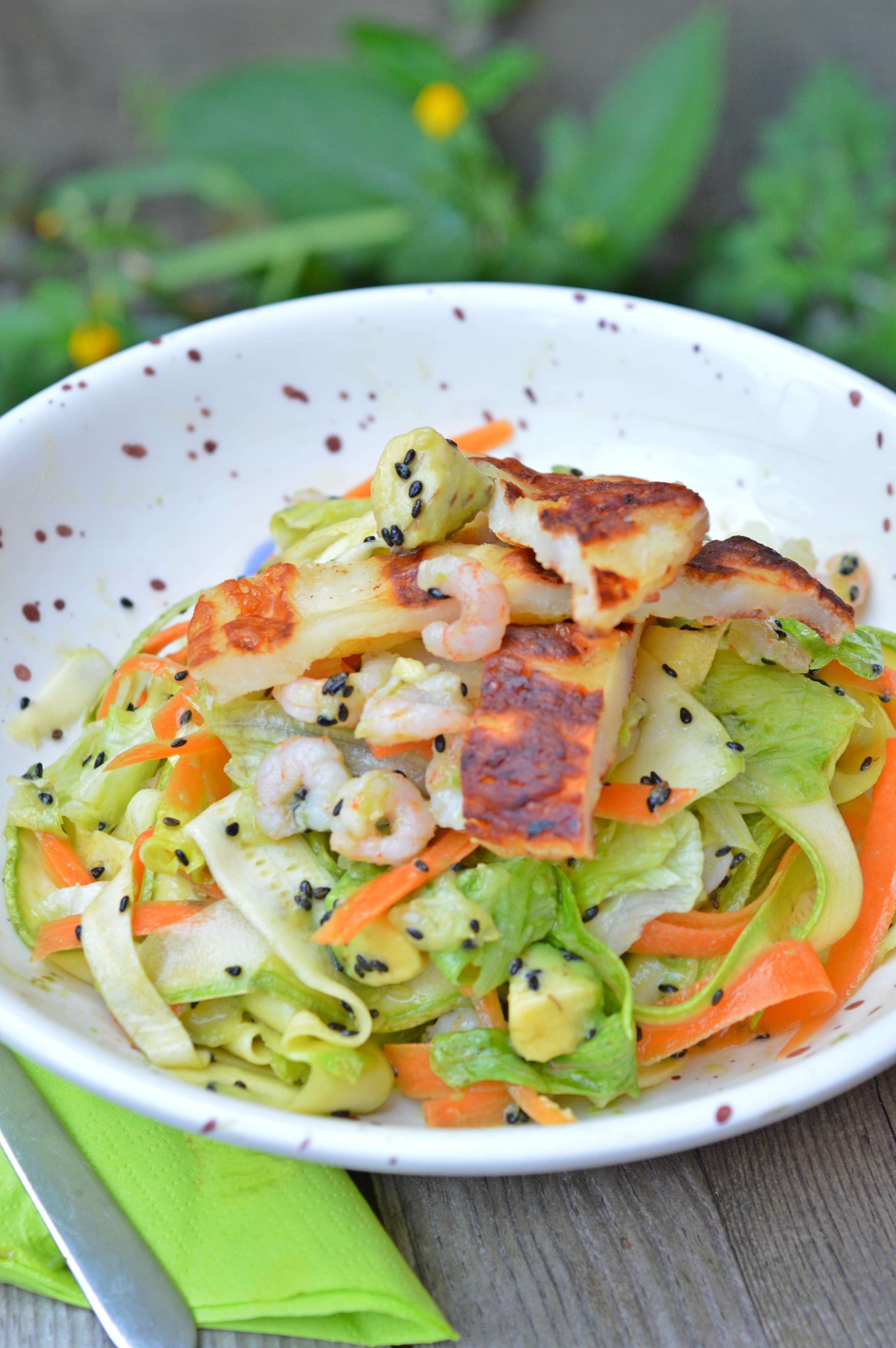 Grilled Halloumi & Shrimp Salad