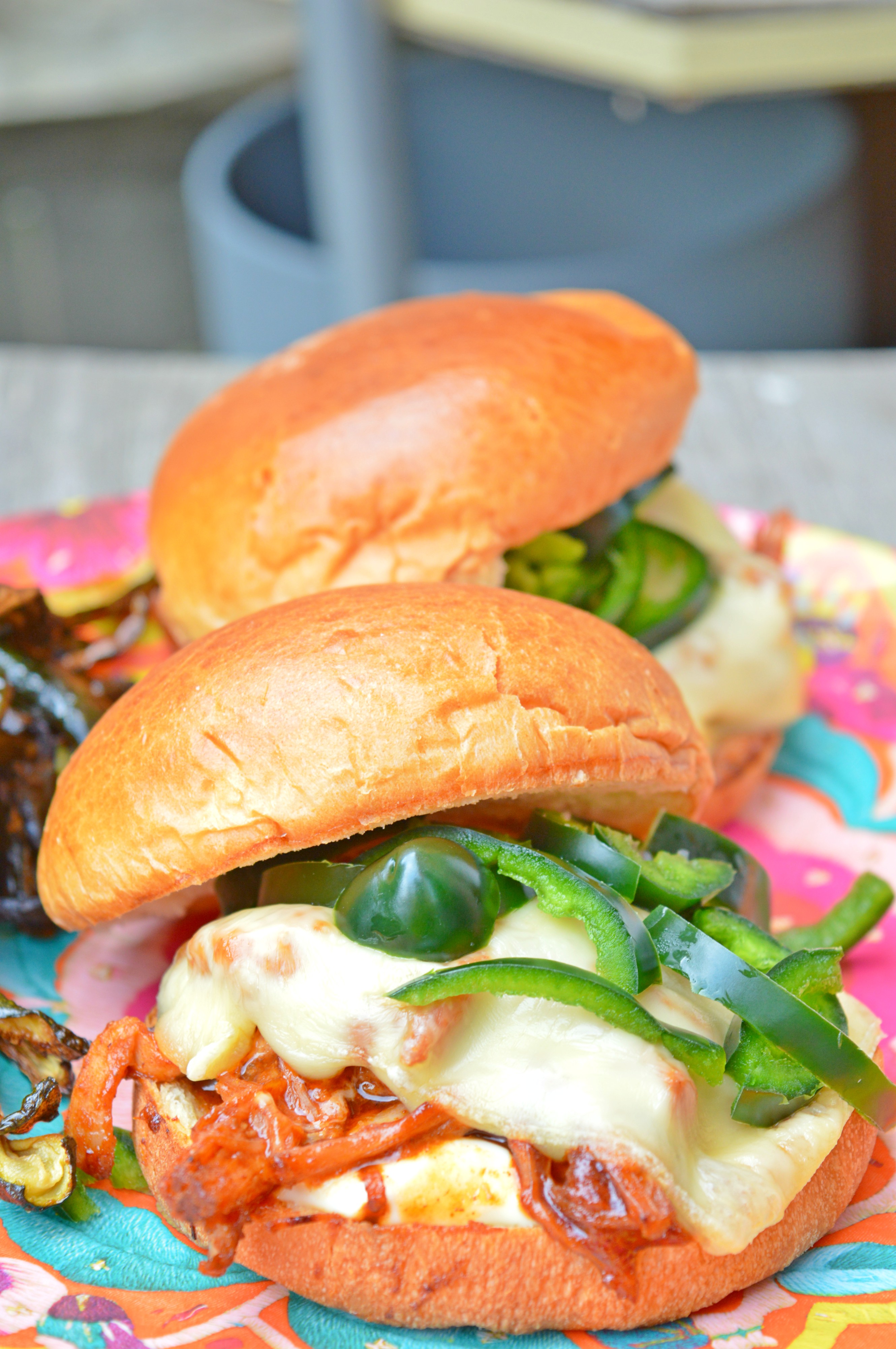 BBQ Pulled Pork Burgers with Jalapenos