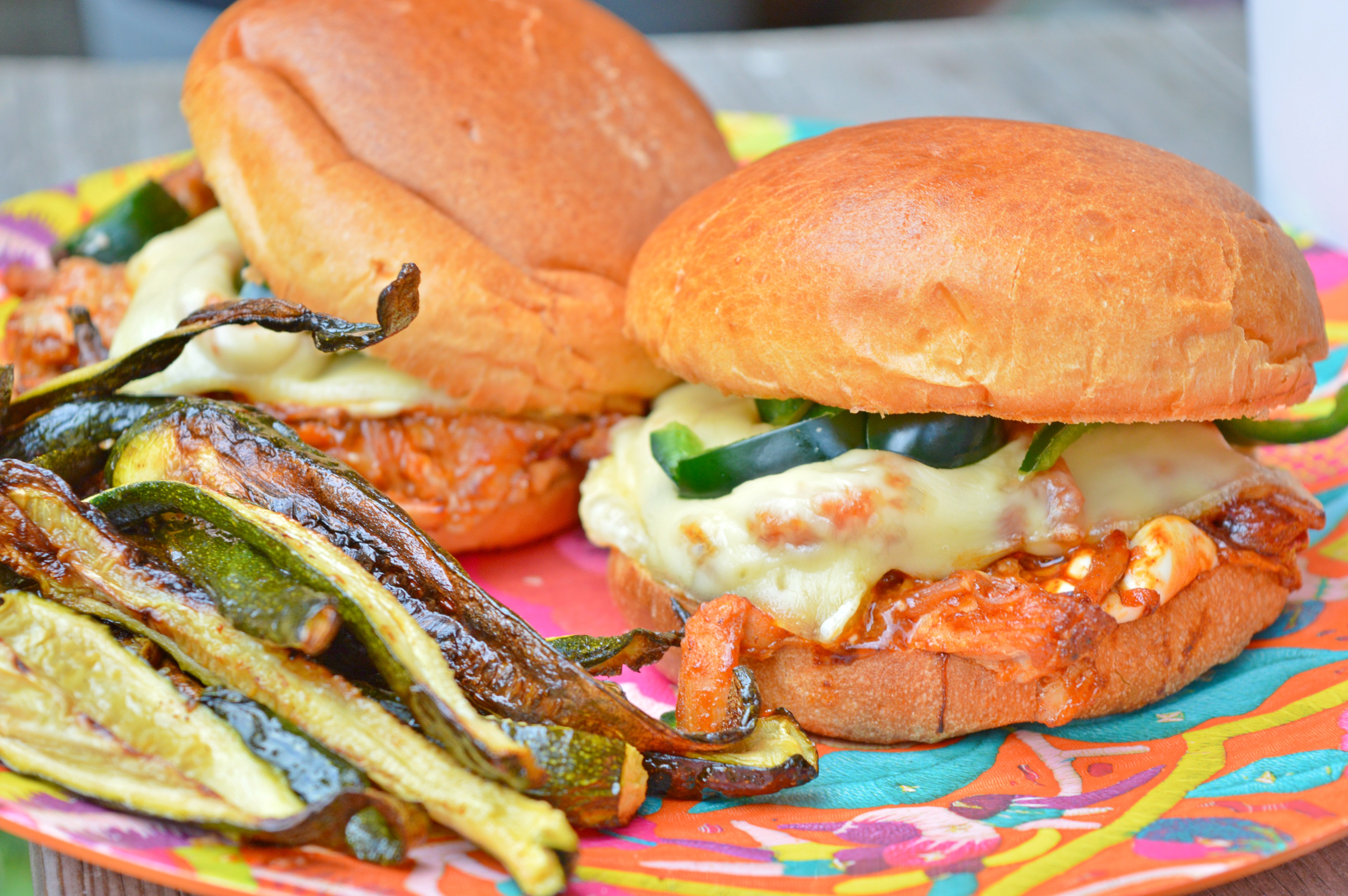 BBQ Pulled Pork Burgers with Jalapenos