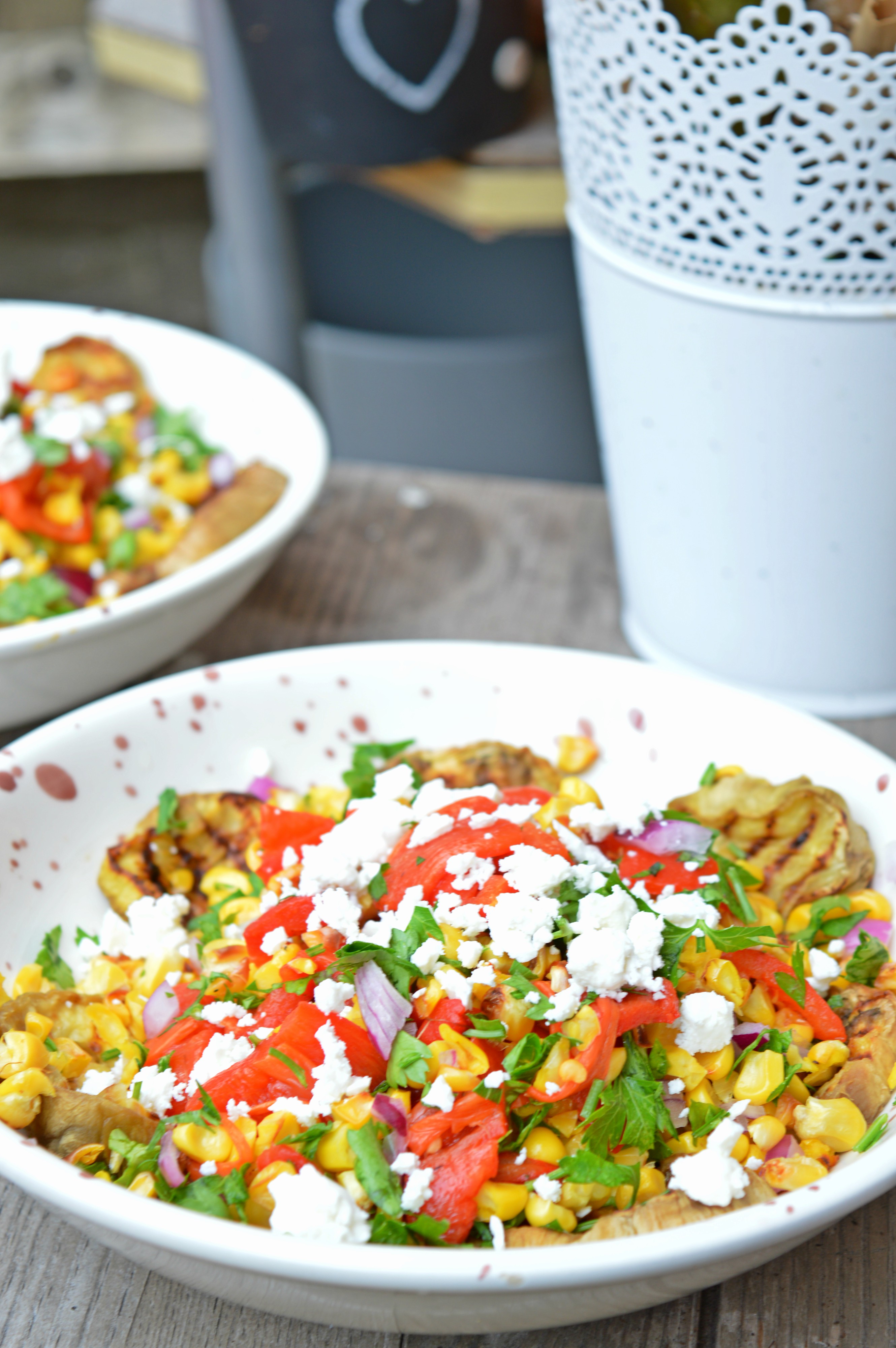 Grilled Eggplant & Corn Salad