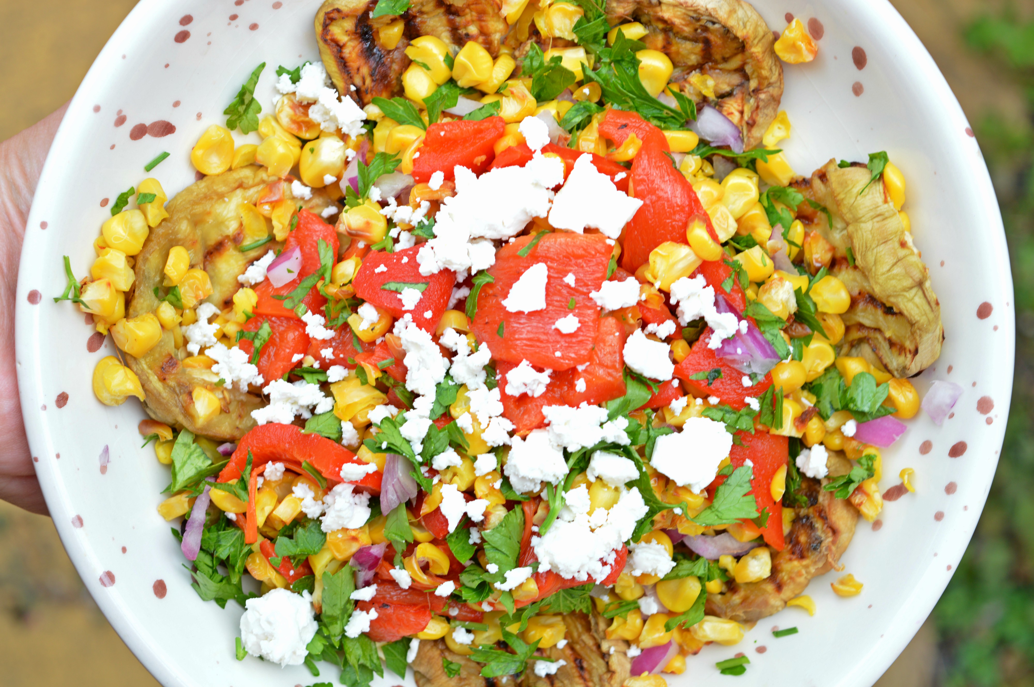 Meatless Monday: Grilled Eggplant & Corn Salad