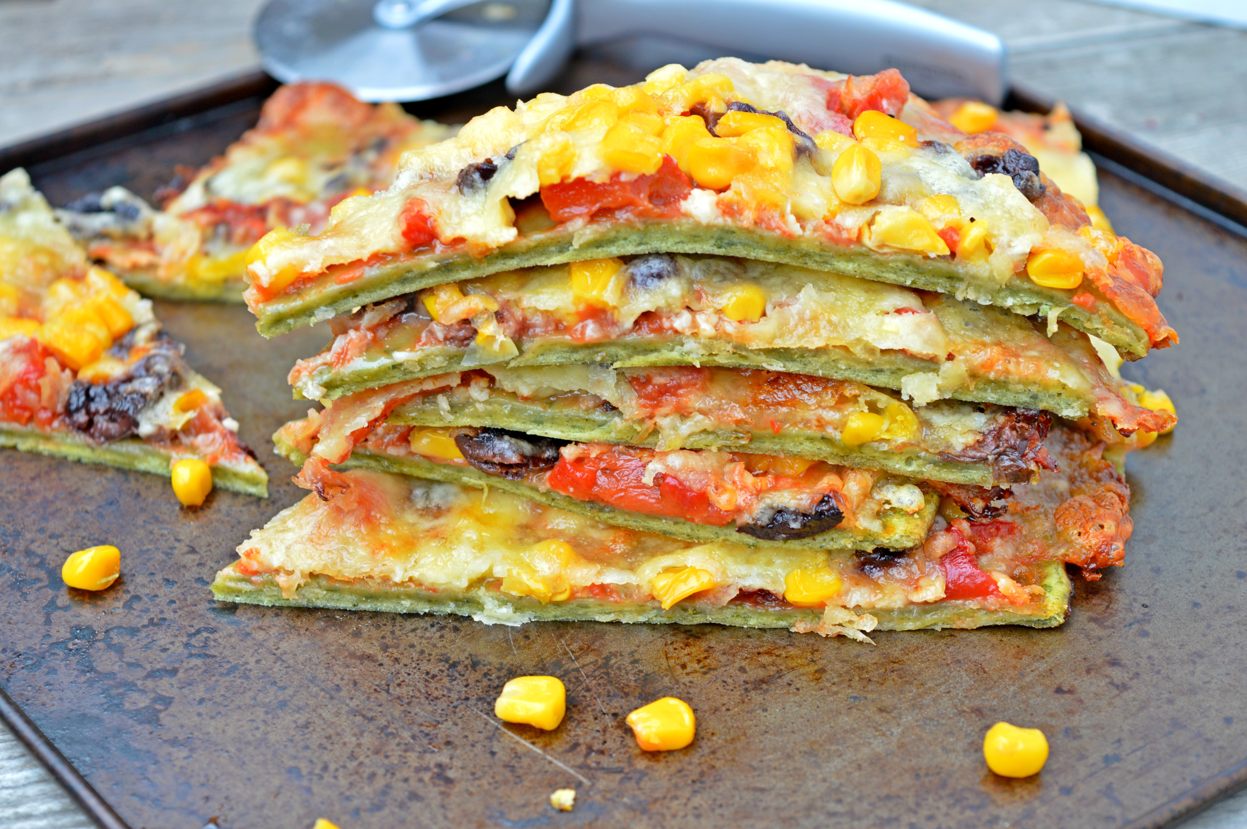 Spinach Crust Veggie Pizza