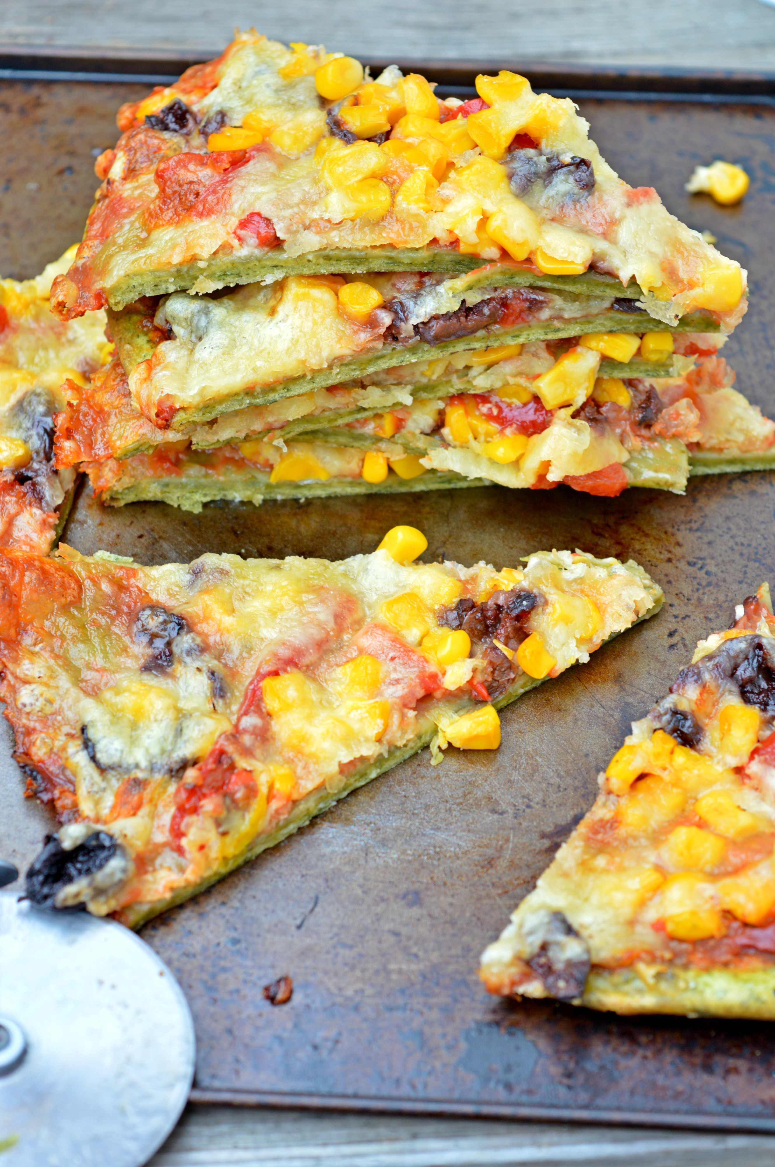 Spinach Crust Veggie Pizza