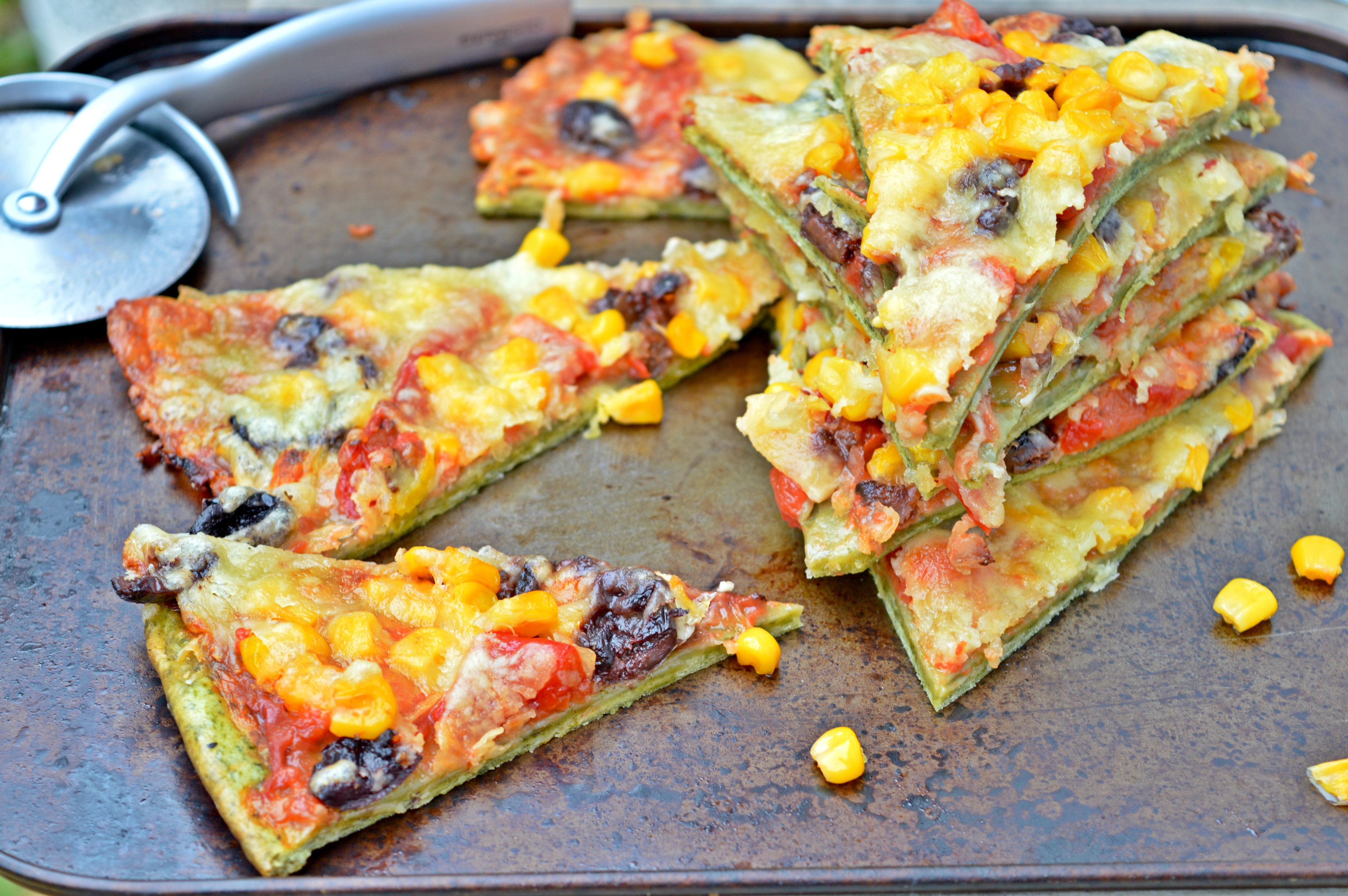 Spinach Crust Veggie Pizza