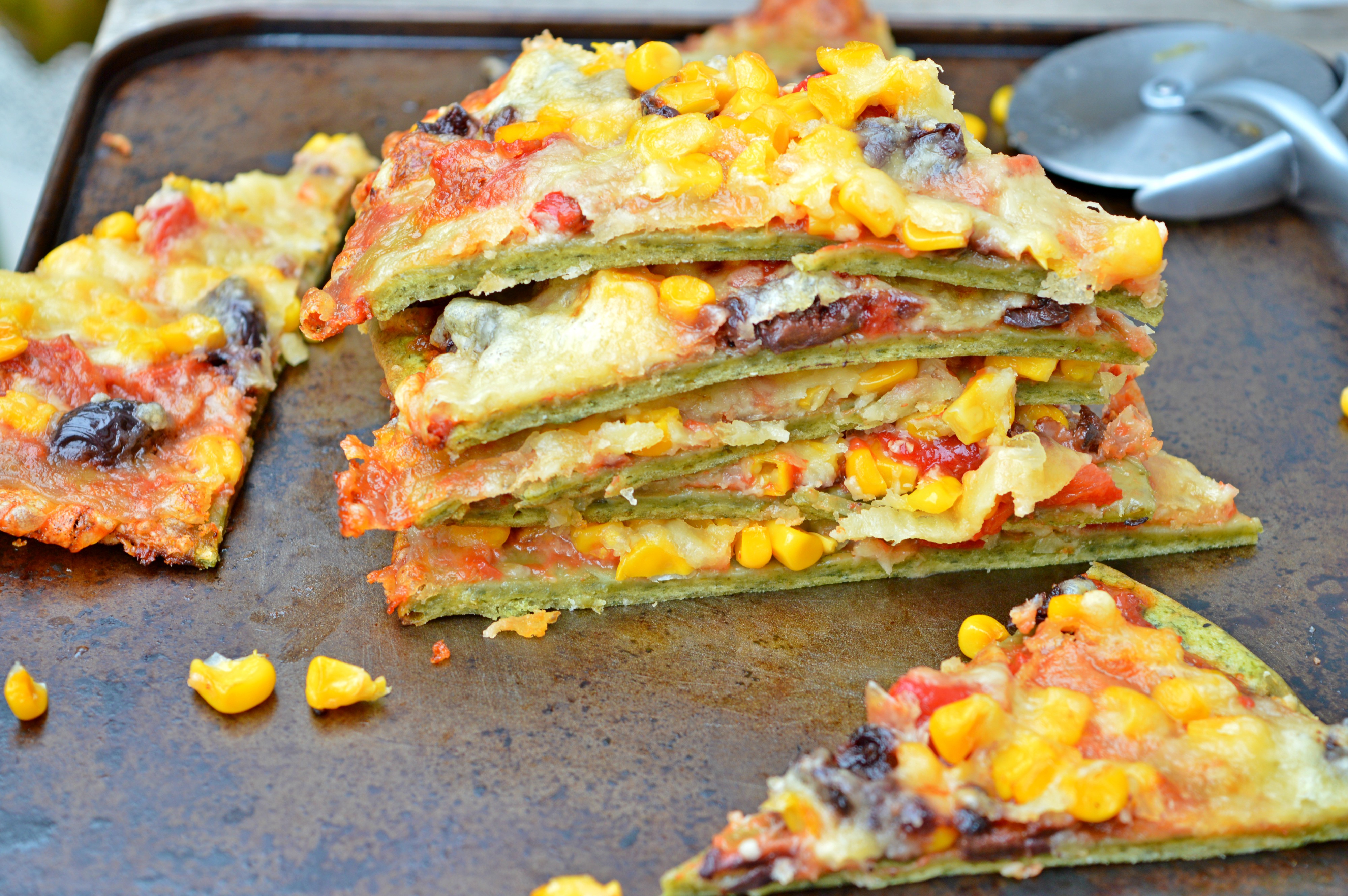 Spinach Crust Veggie Pizza