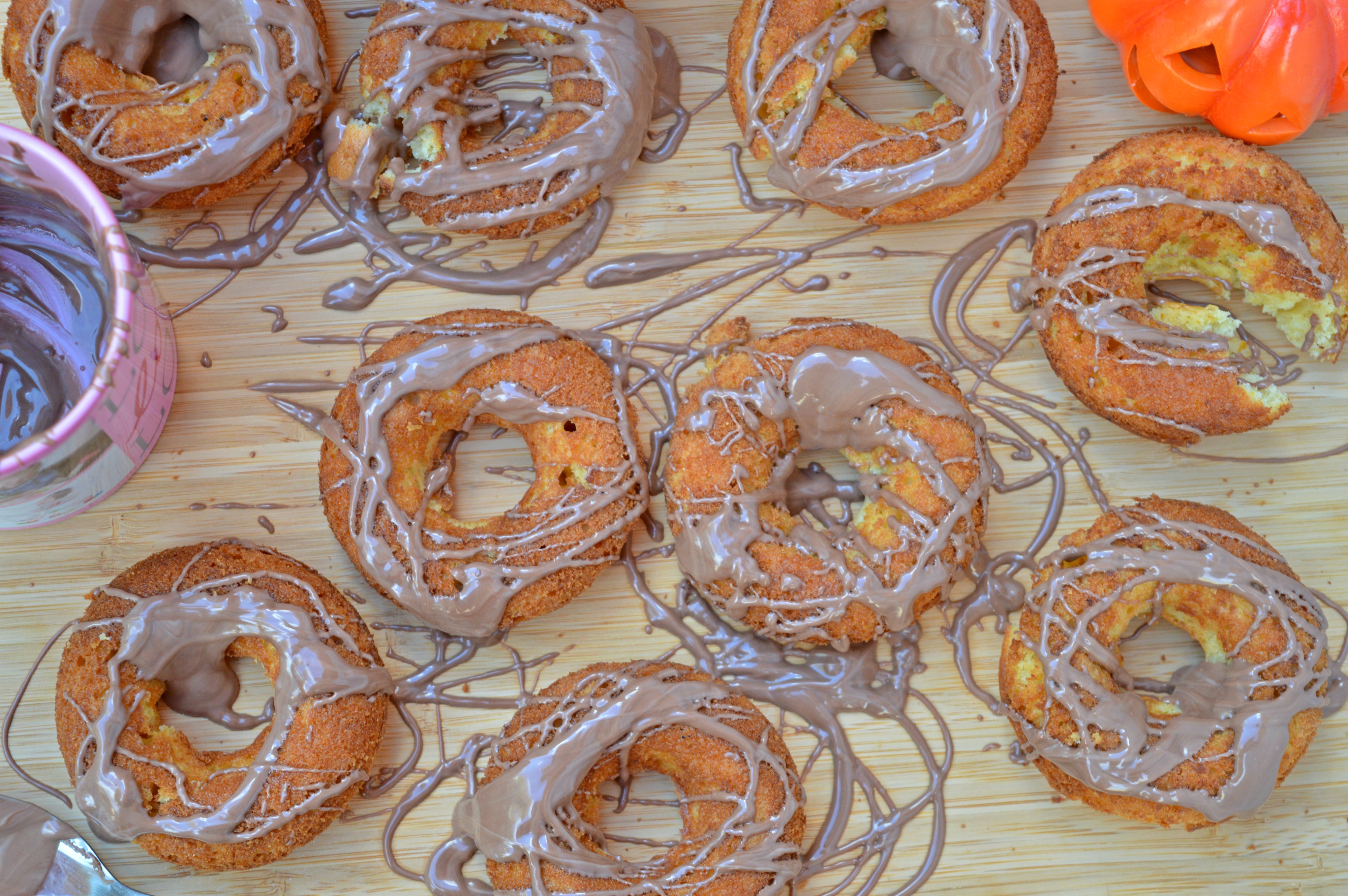 Baked Pumpkin Doughnuts with Chocolate Drizzle