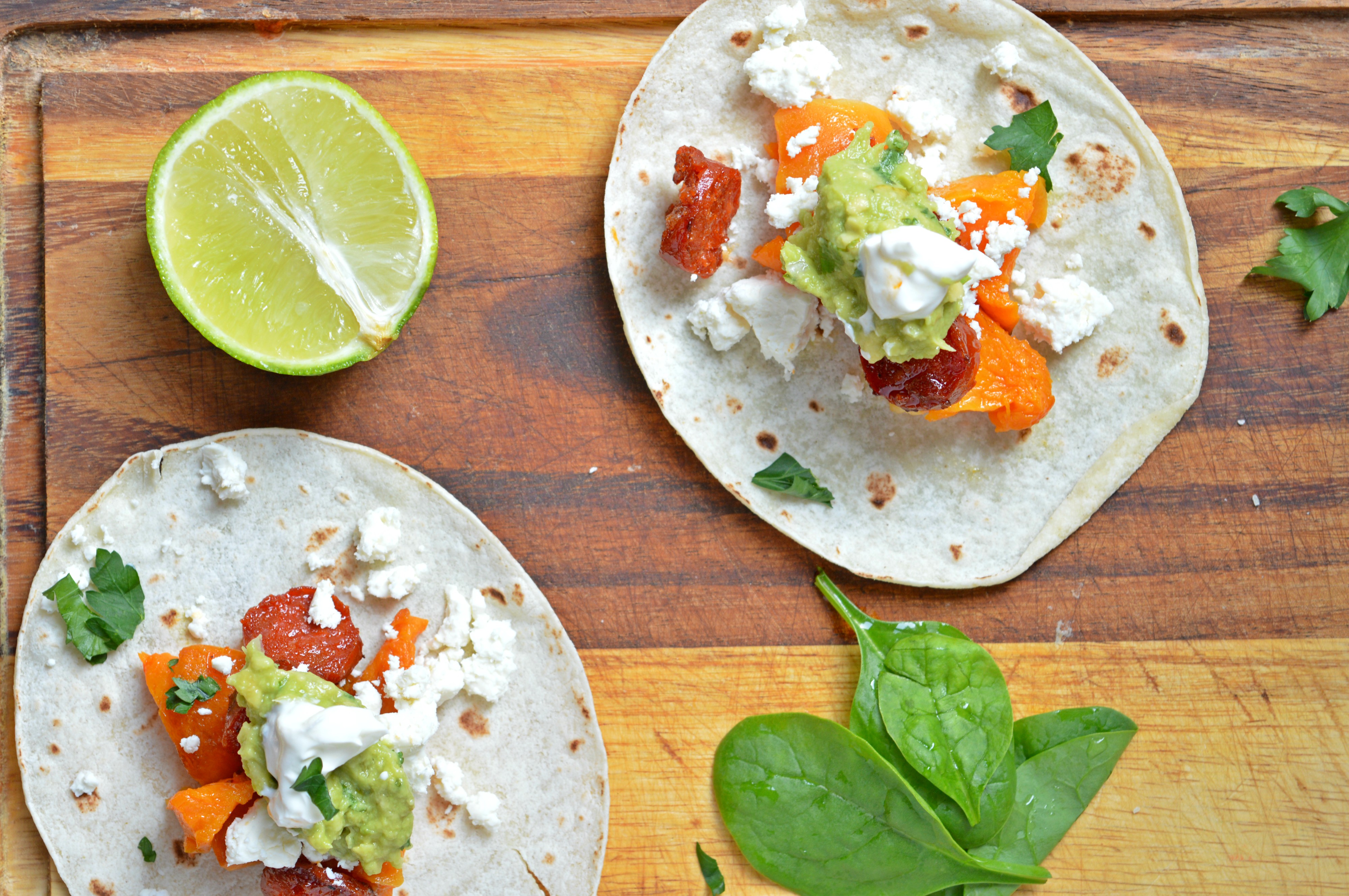 Pumpkin & Chorizo Corn Tacos