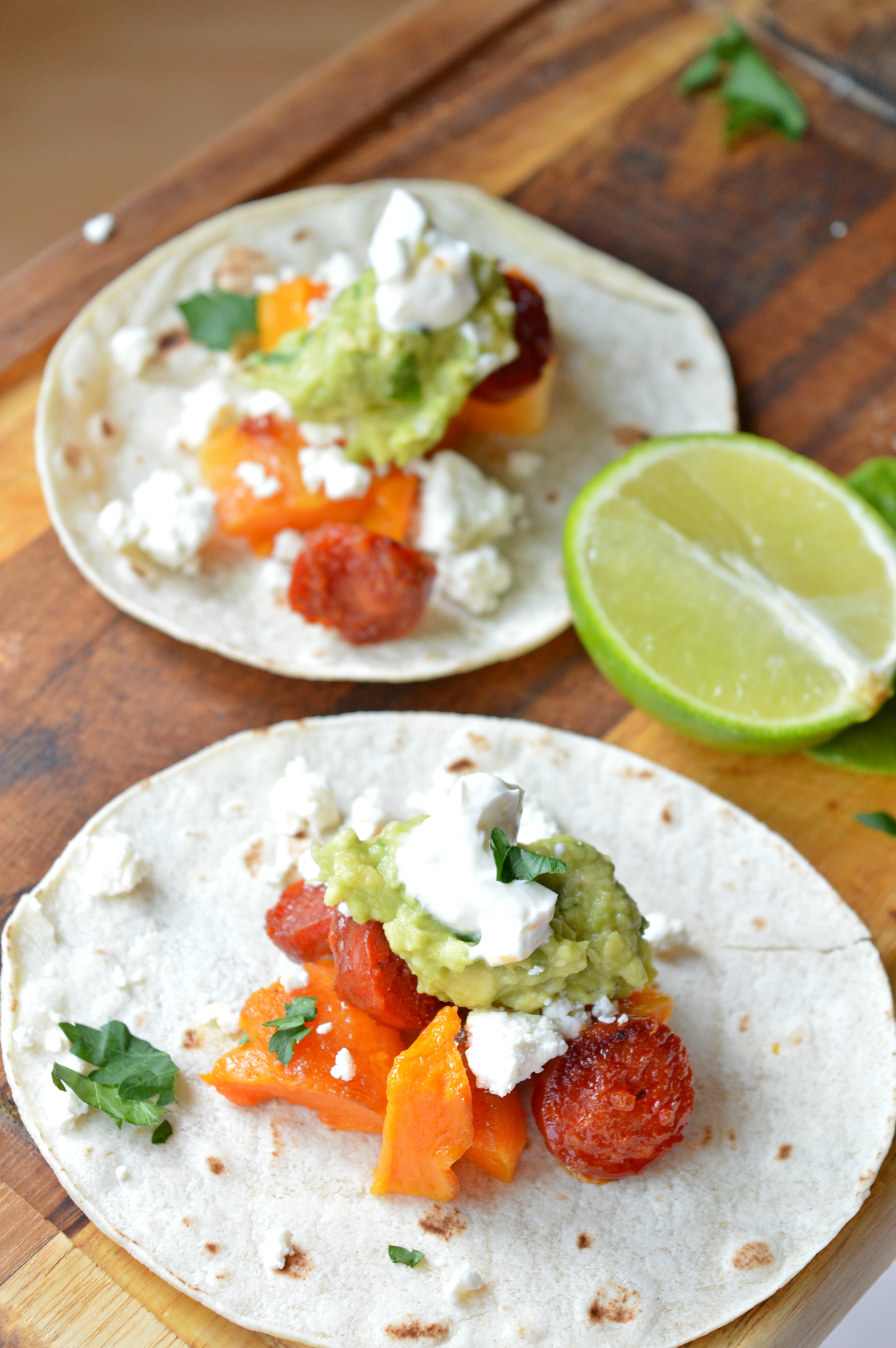 Pumpkin & Chorizo Corn Tacos