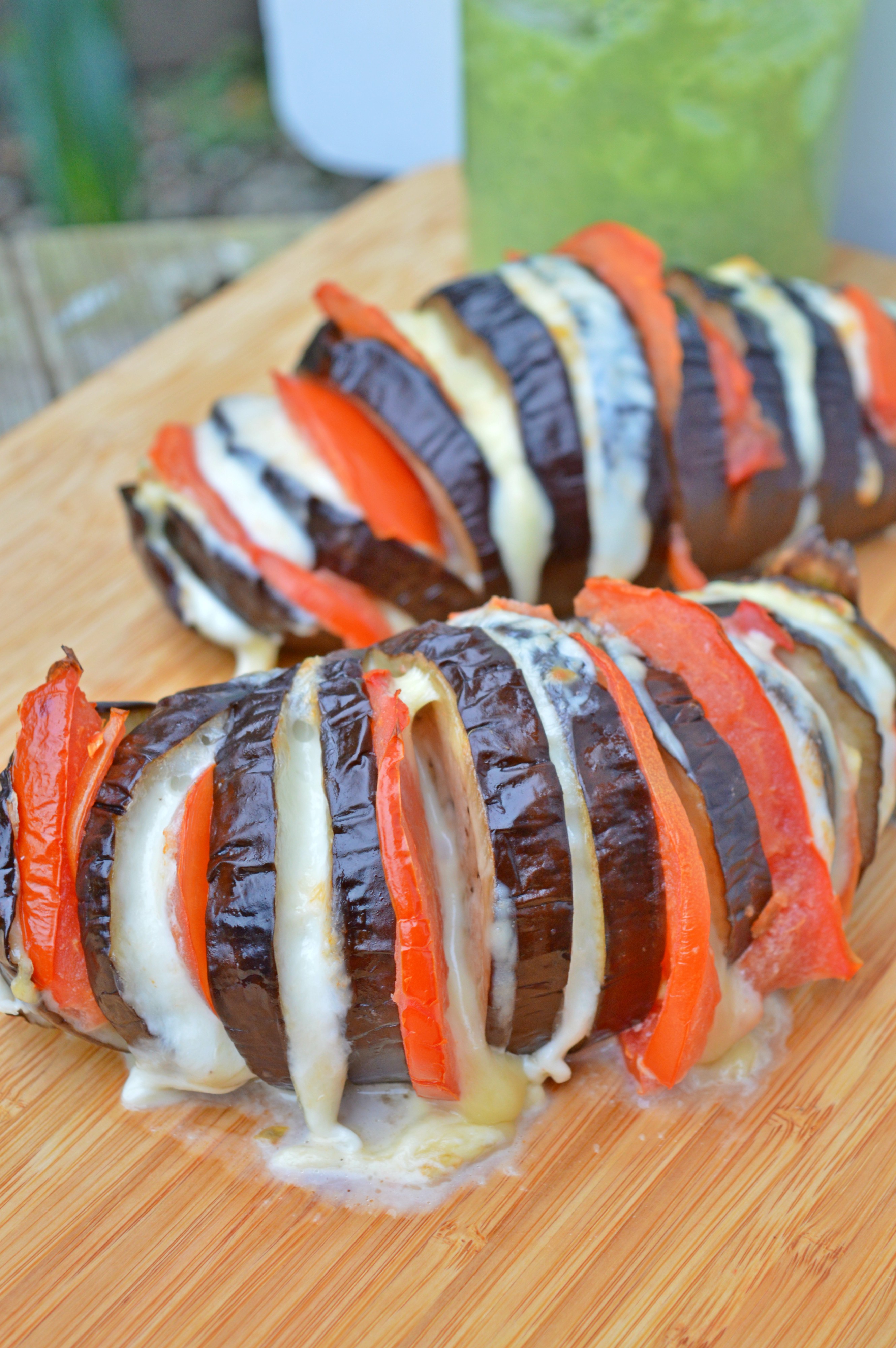 Hasselback Eggplant with Fresh Pesto