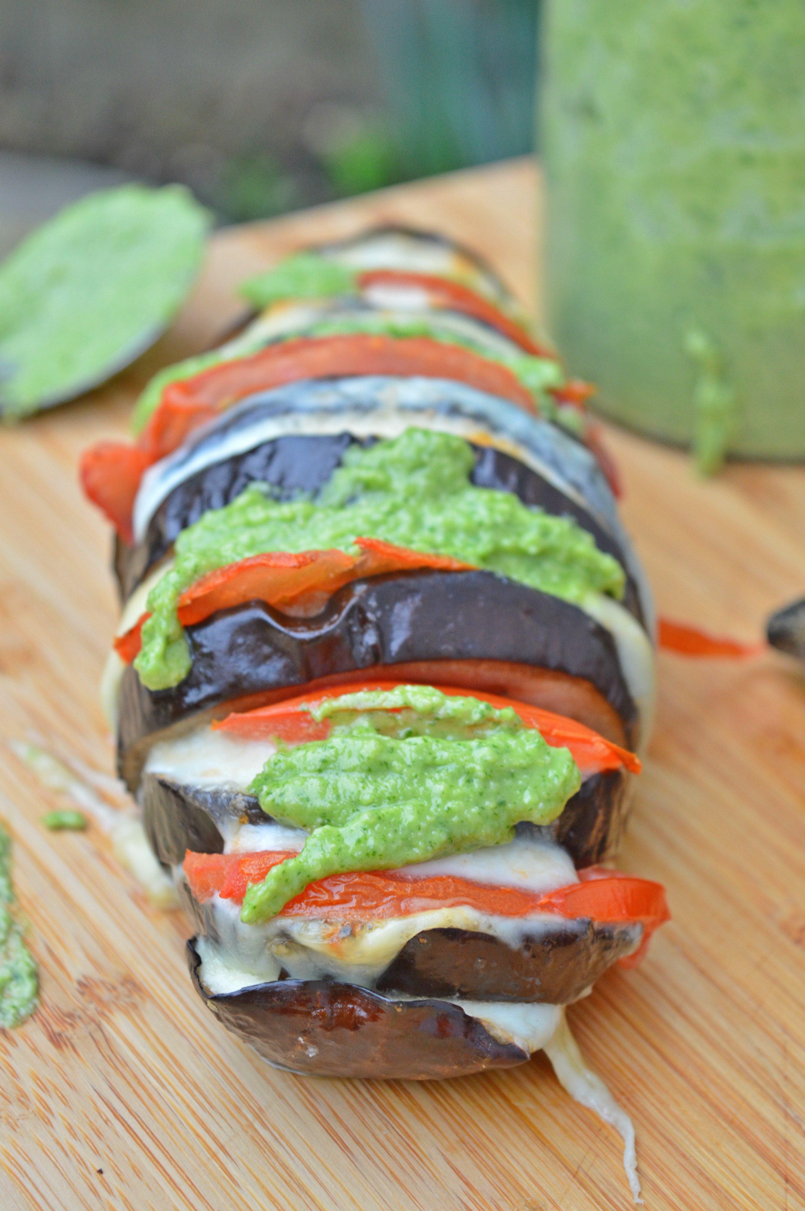Hasselback Eggplant with Fresh Pesto