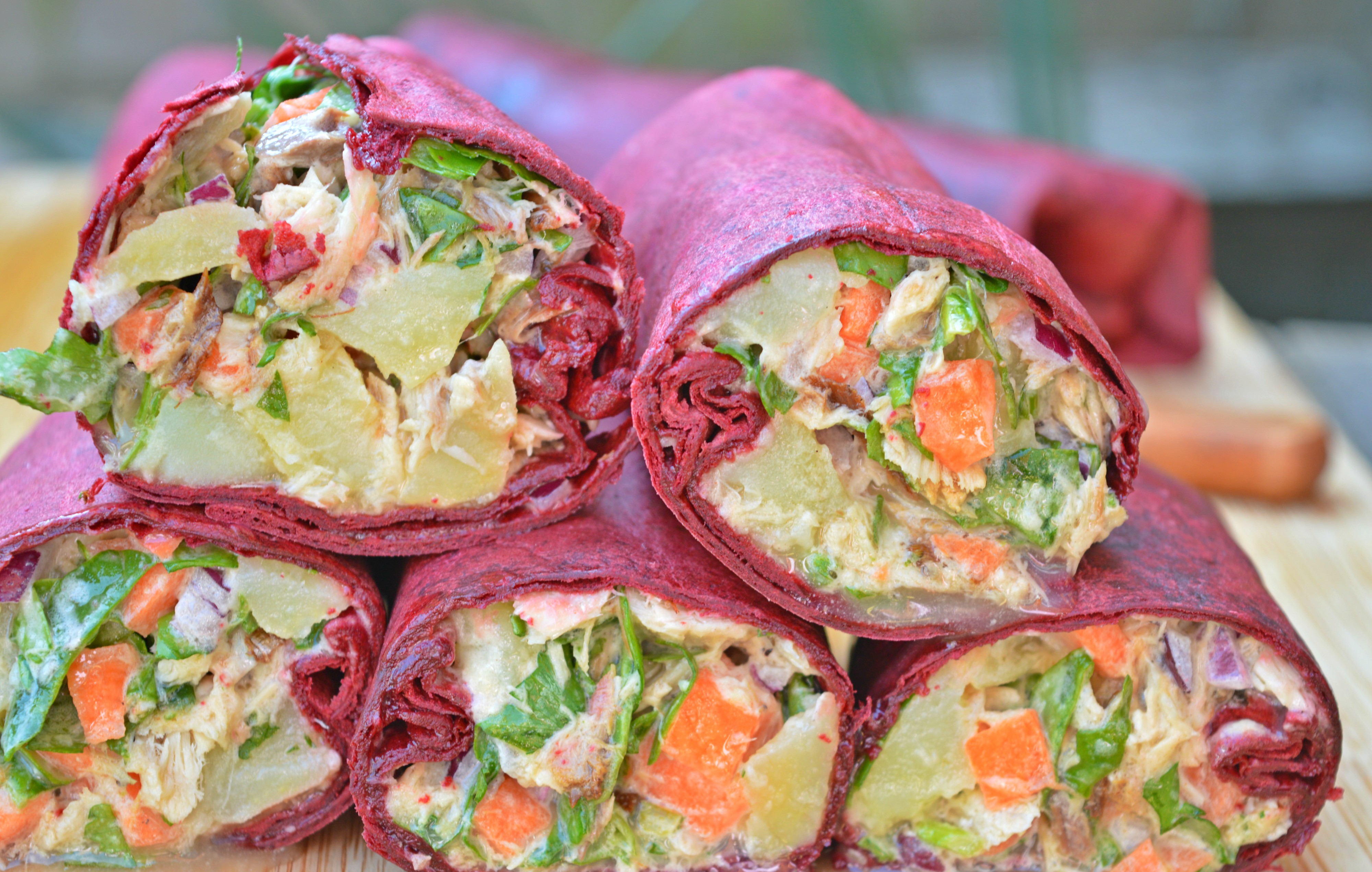 Mackerel Salad Beetroot Wraps