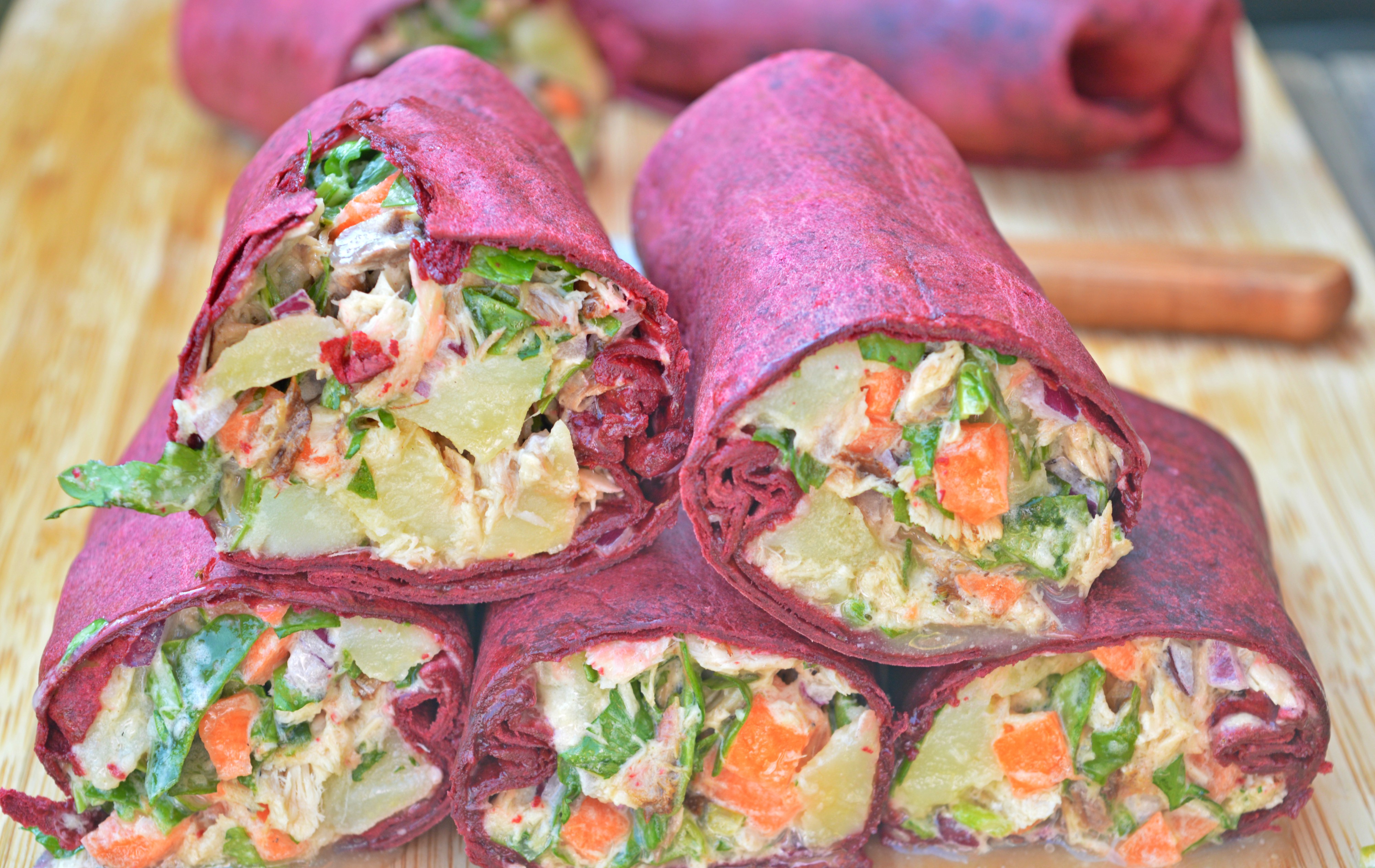 Mackerel Salad Beetroot Wraps