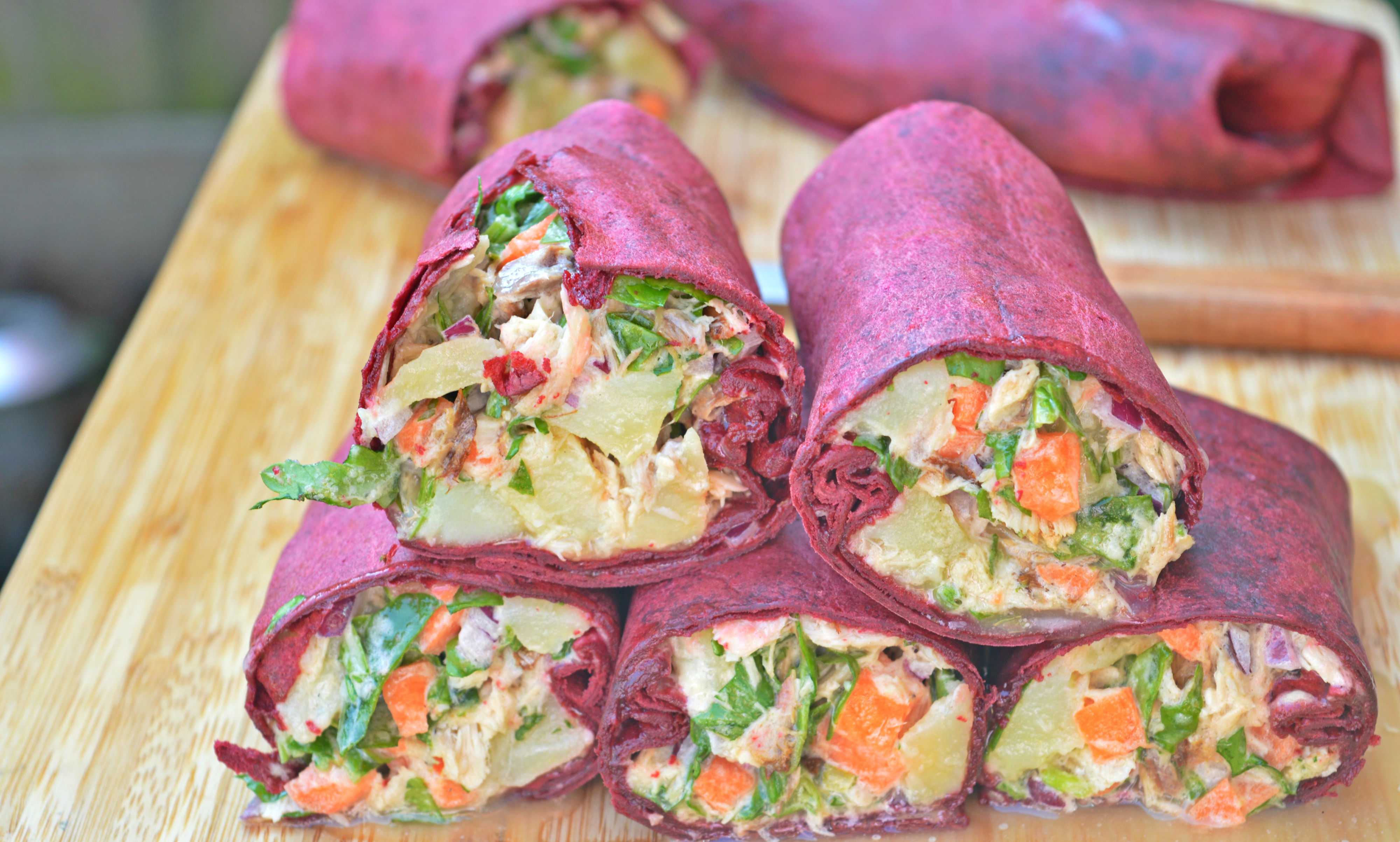 Mackerel Salad Beetroot Wraps