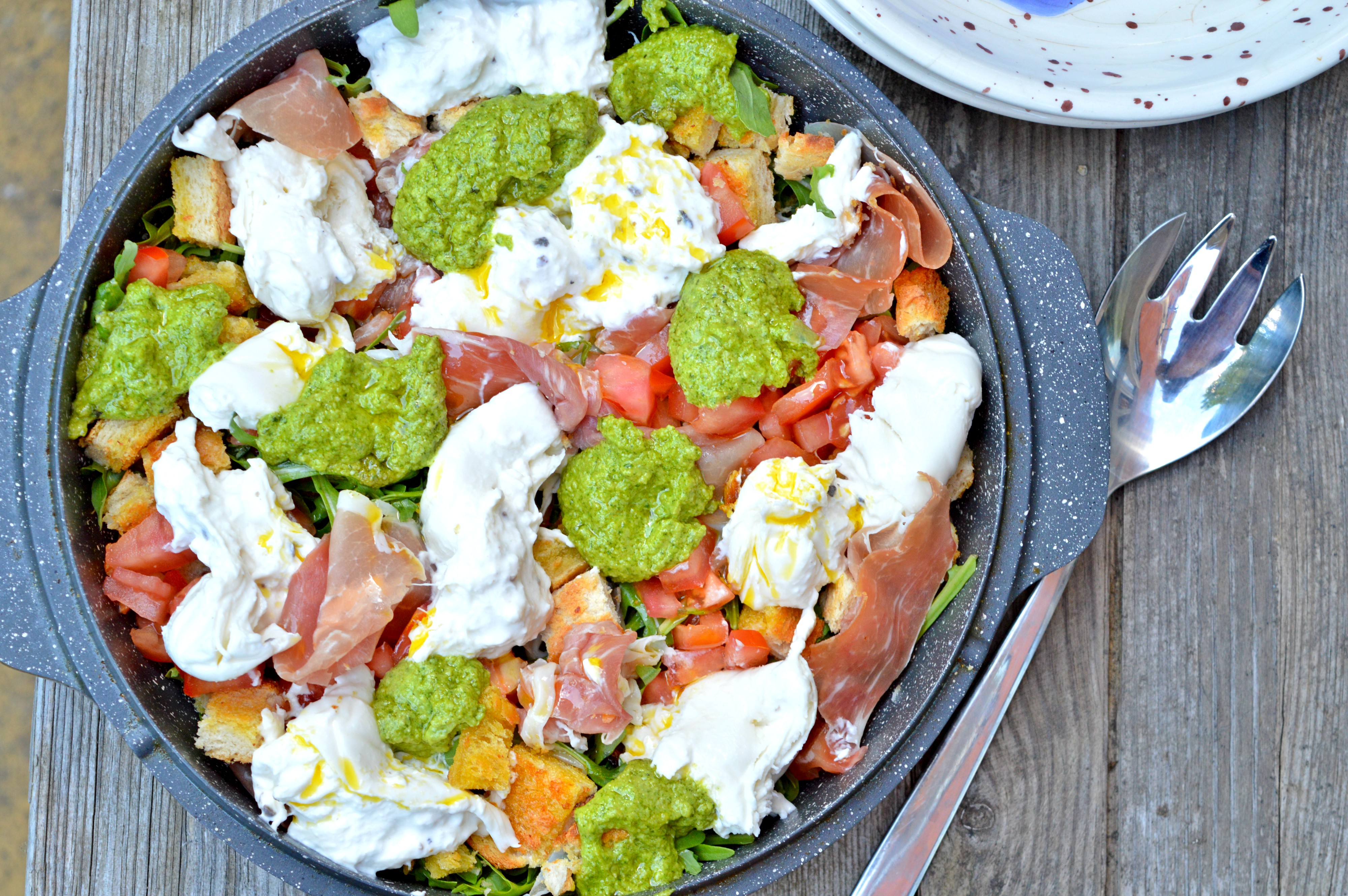 Truffle Burrata, Prosciutto & Fresh Pesto Salad