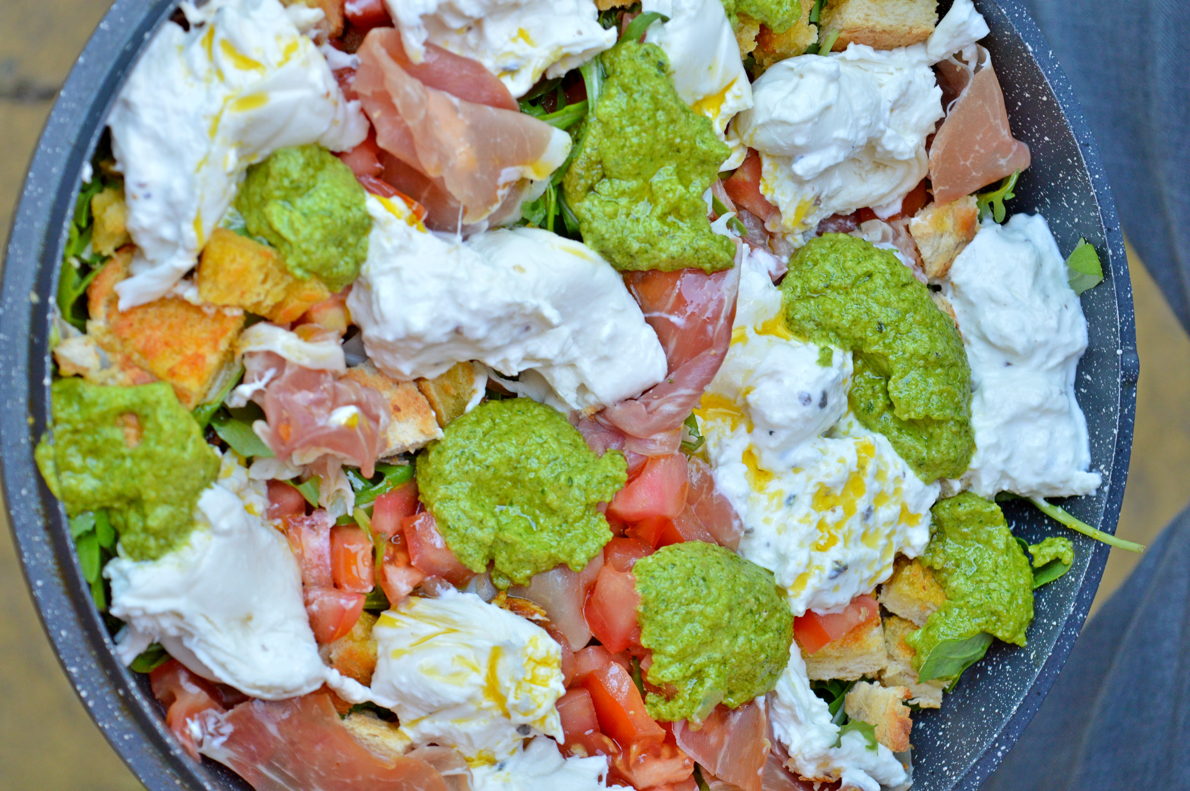 Truffle Burrata, Prosciutto & Fresh Pesto Salad
