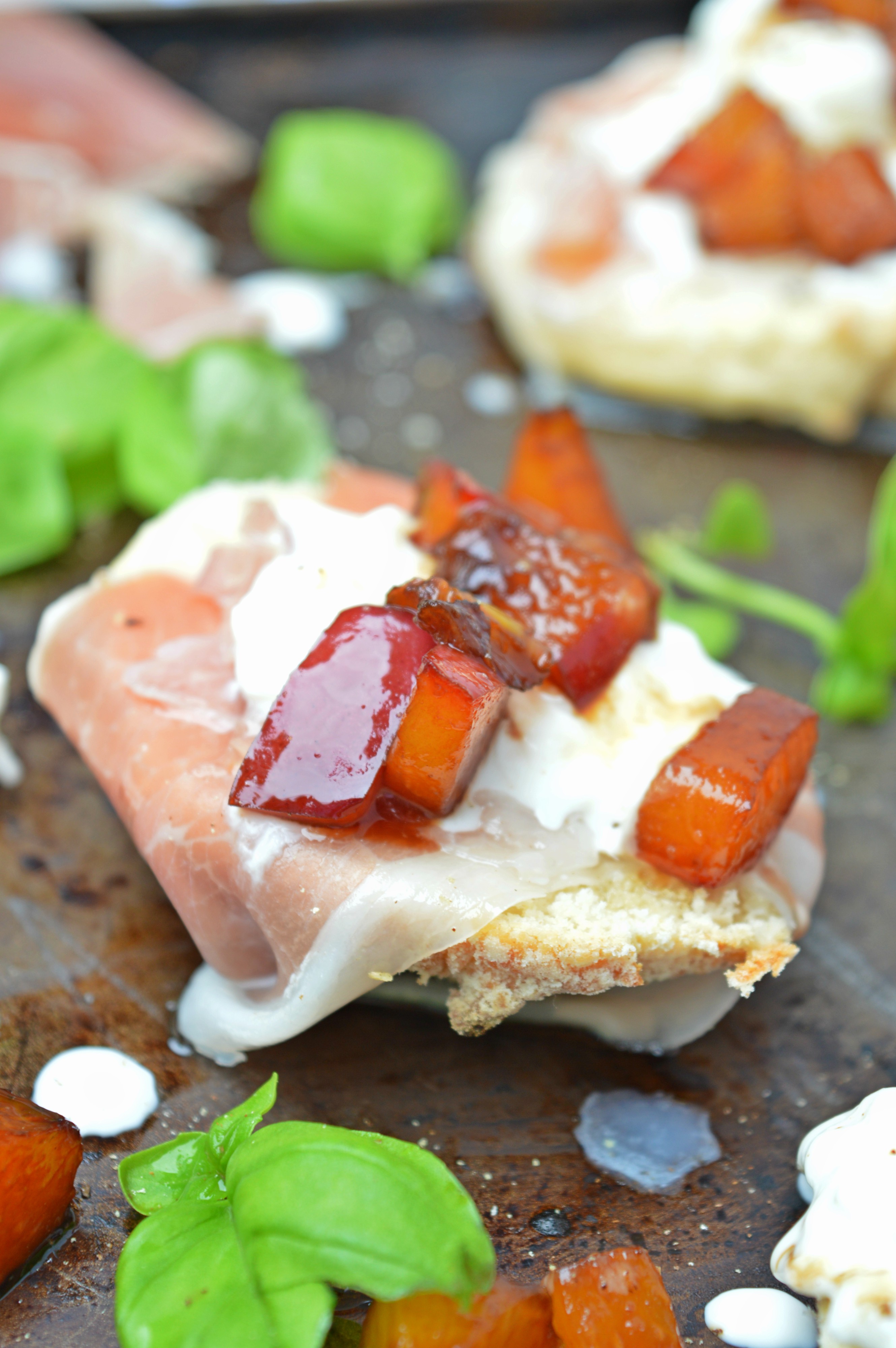 Scones with Burrata, Prosciutto & Glazed Nectarines
