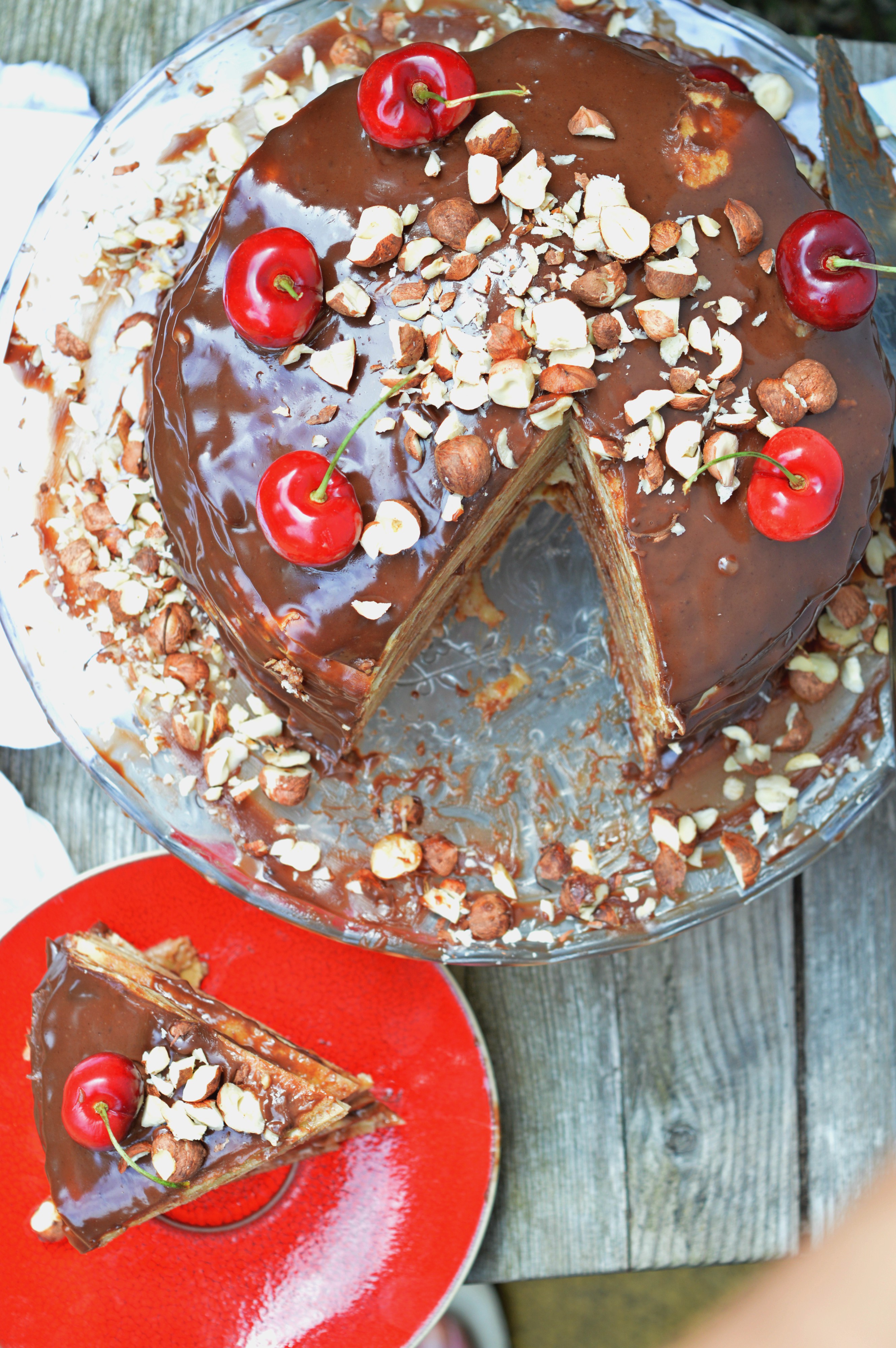 Peanut Butter & Chocolate Pancake Cake