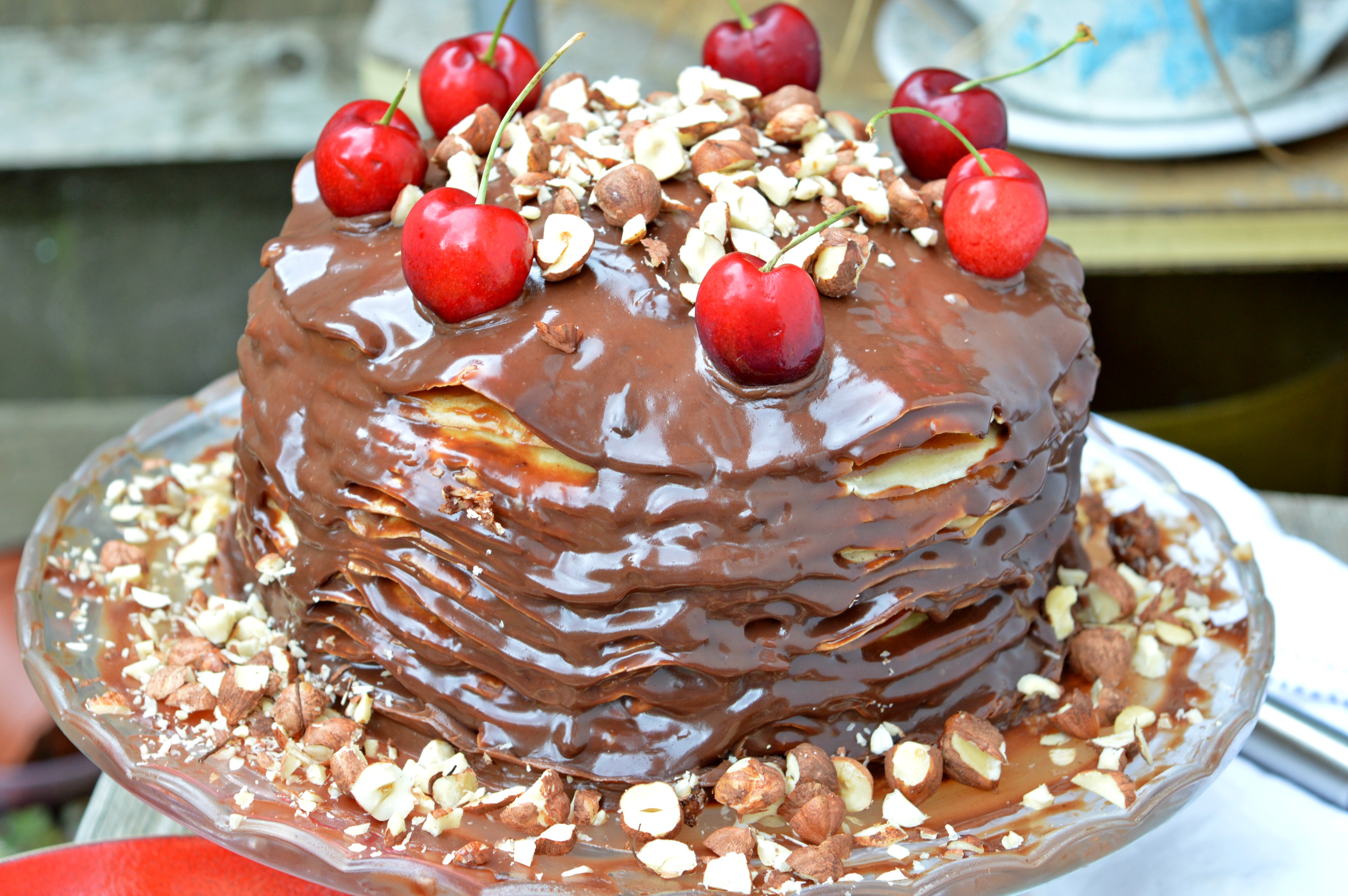 Peanut Butter & Chocolate Pancake Cake