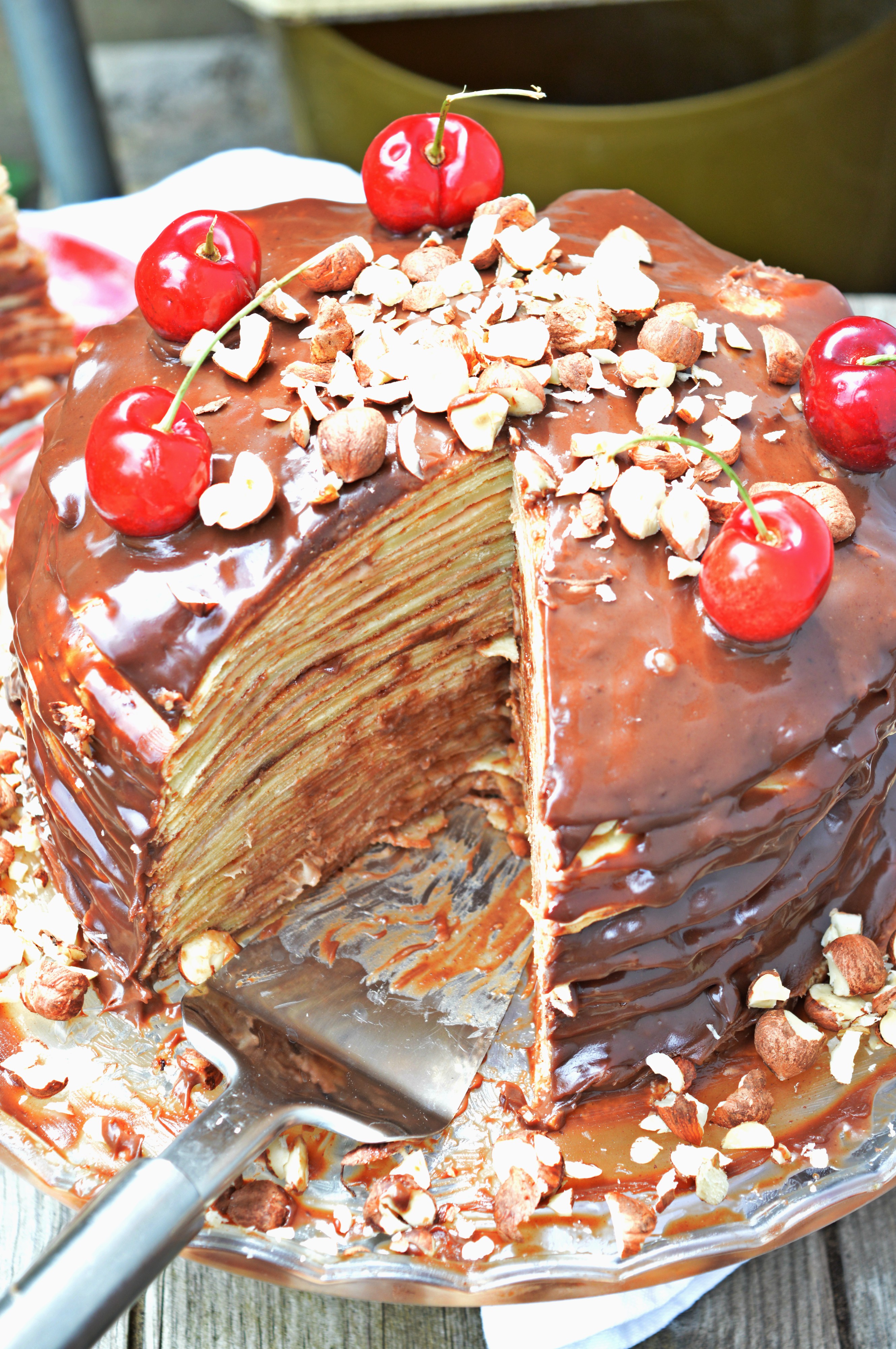 Peanut Butter & Chocolate Pancake Cake