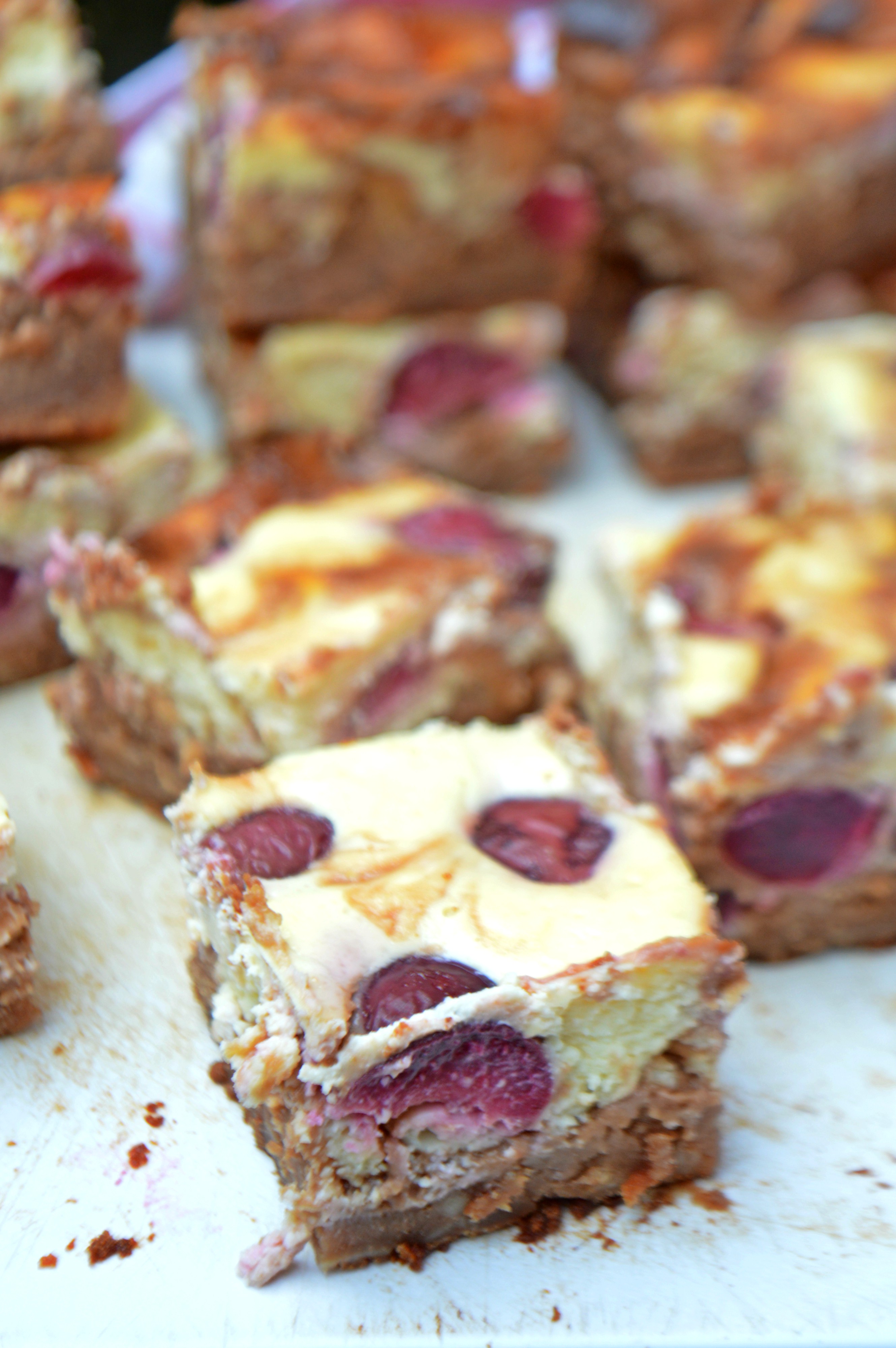 Cheesecake Brownies with Cherries