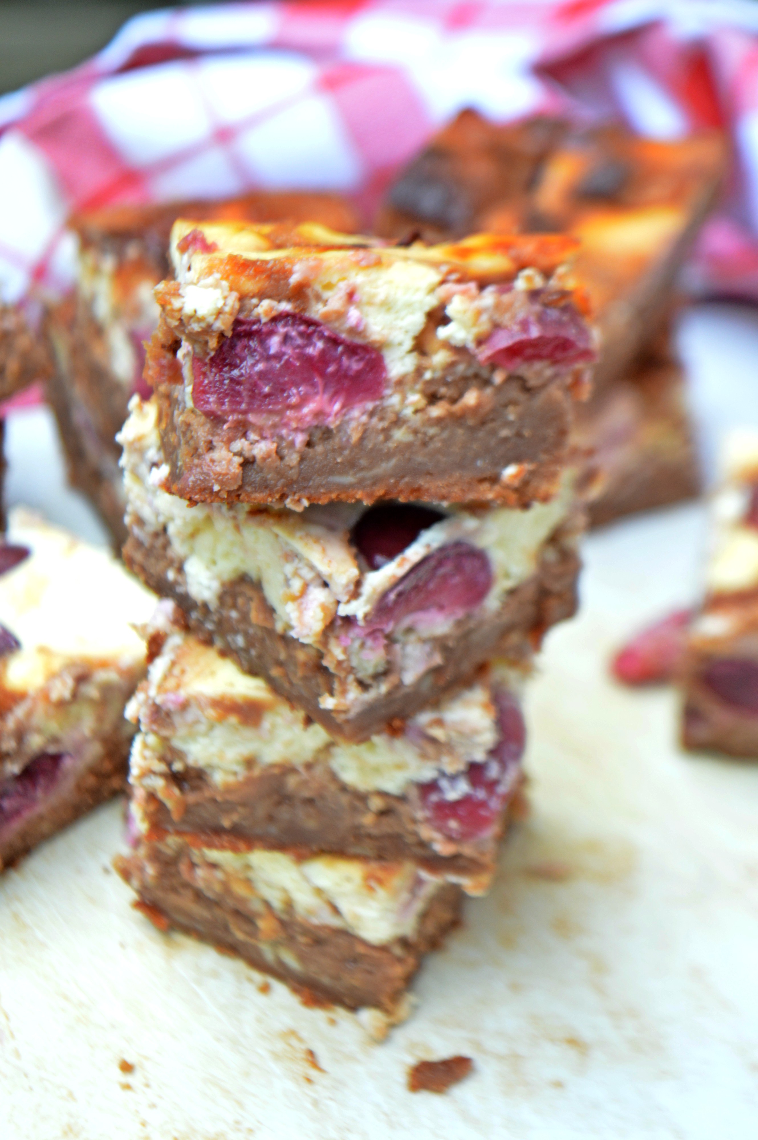 Cheesecake Brownies with Cherries