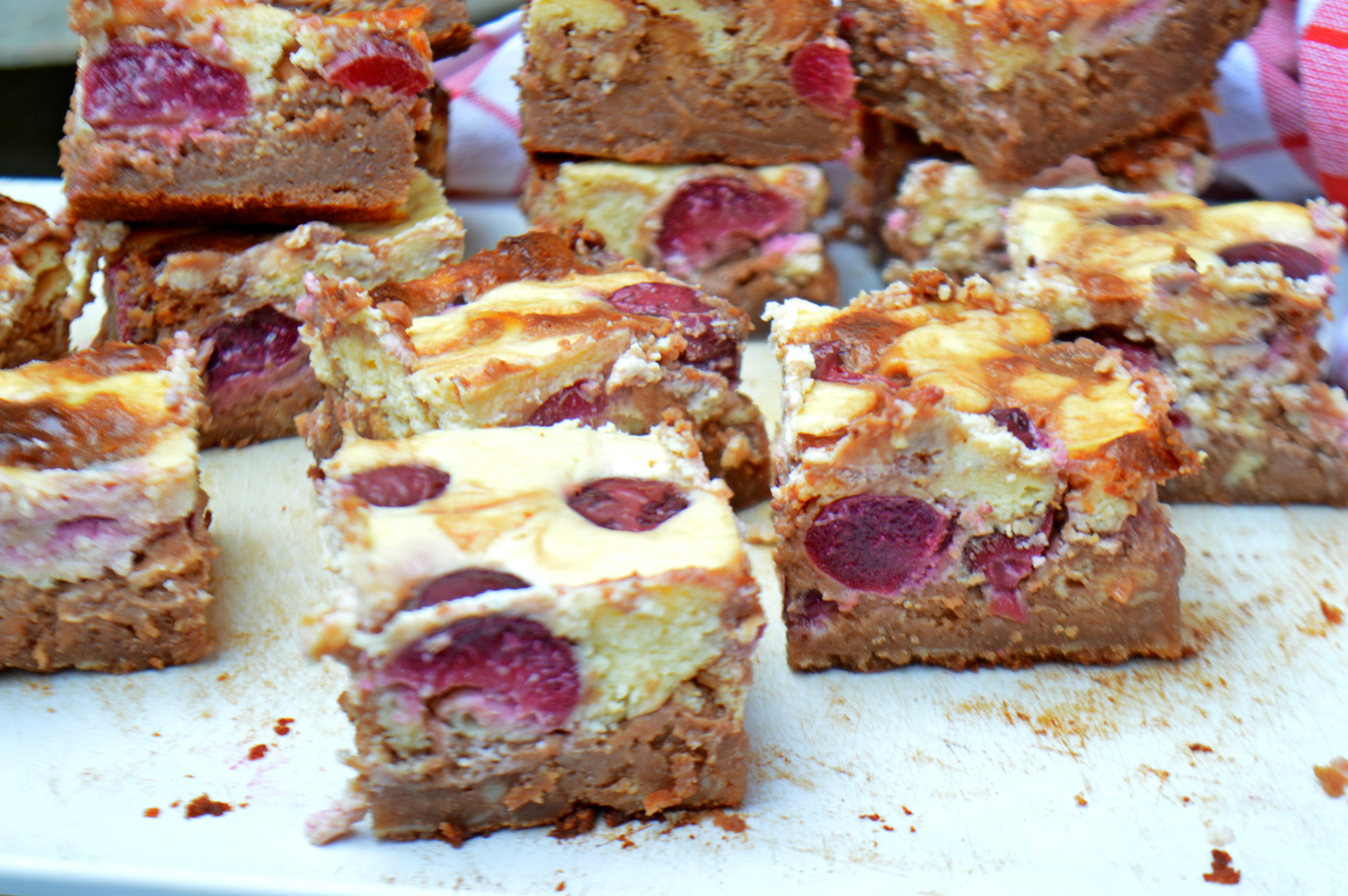 Cheesecake Brownies with Cherries