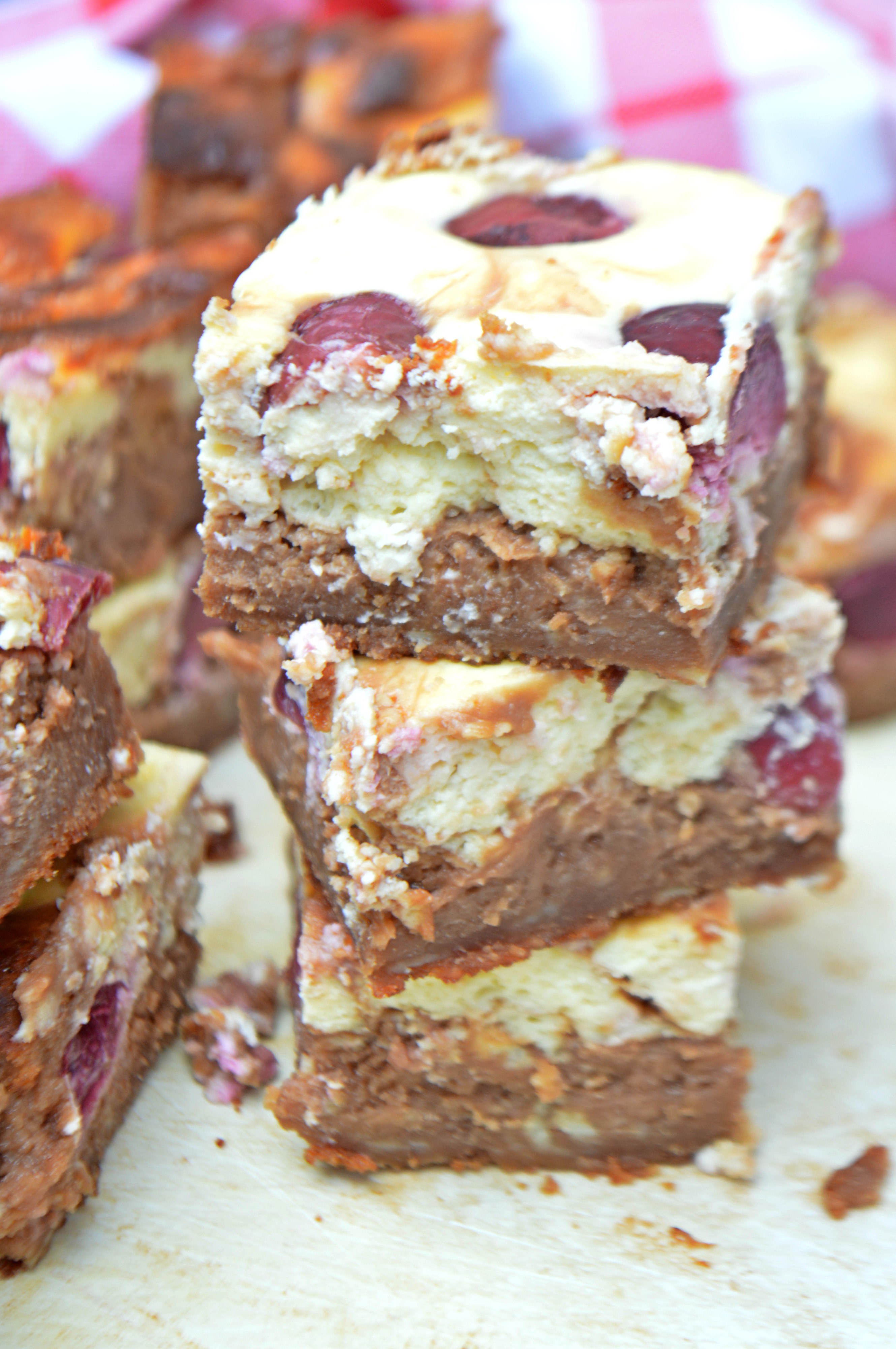 Cheesecake Brownies with Cherries