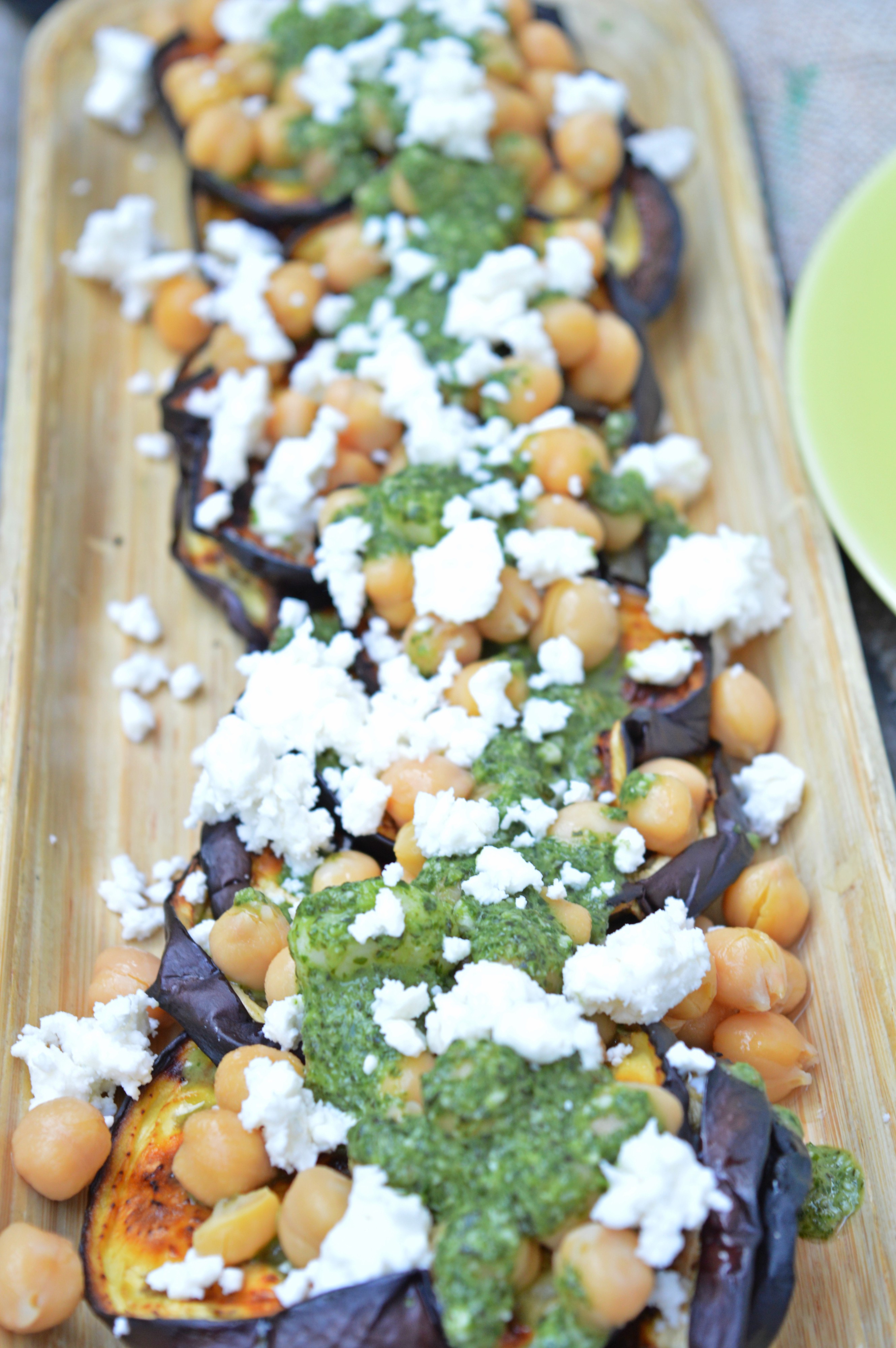 Grilled Eggplant, Chickpeas & Feta Salad